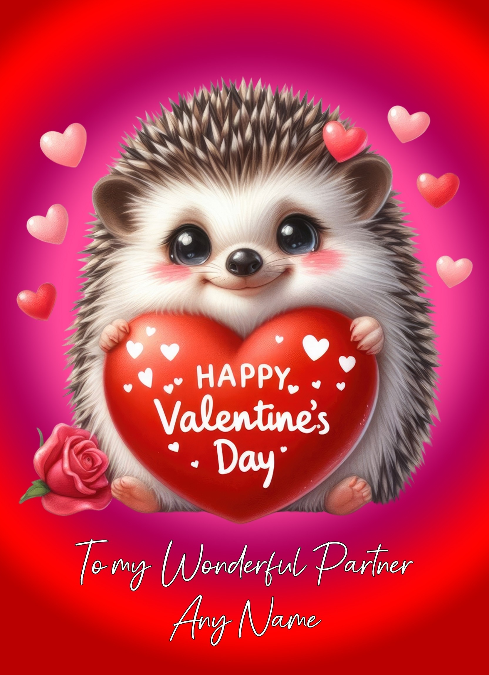 Personalised Valentines Day Card for Partner (Hedgehog)