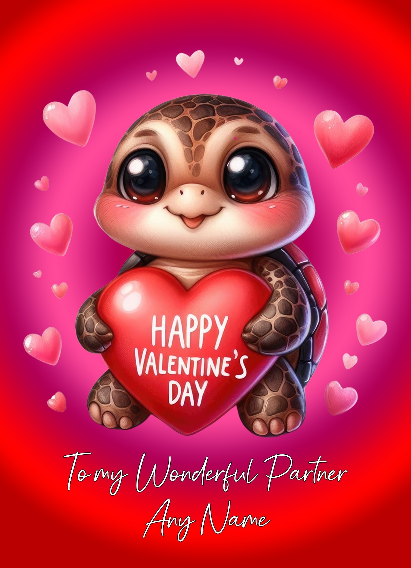 Personalised Valentines Day Card for Partner (Turtle)