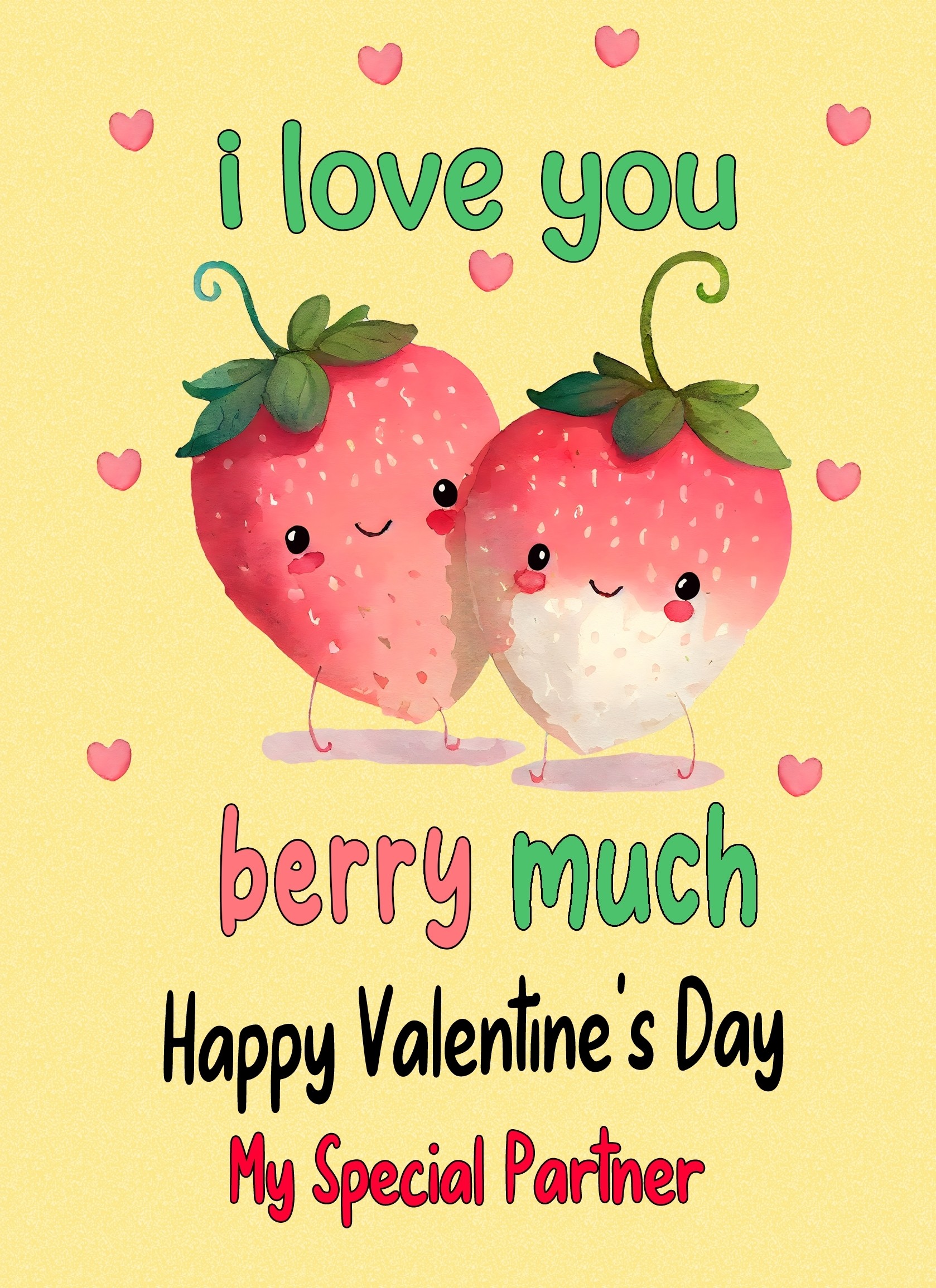 Funny Pun Valentines Day Card for Partner (Berry Much)