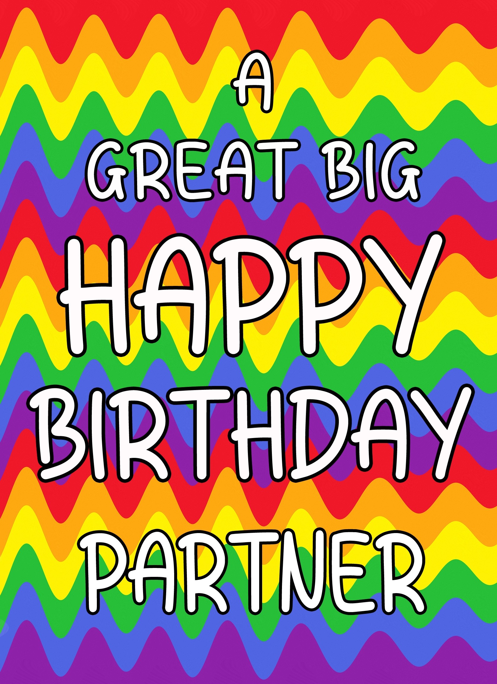 Happy Birthday 'Partner' Greeting Card (Rainbow)