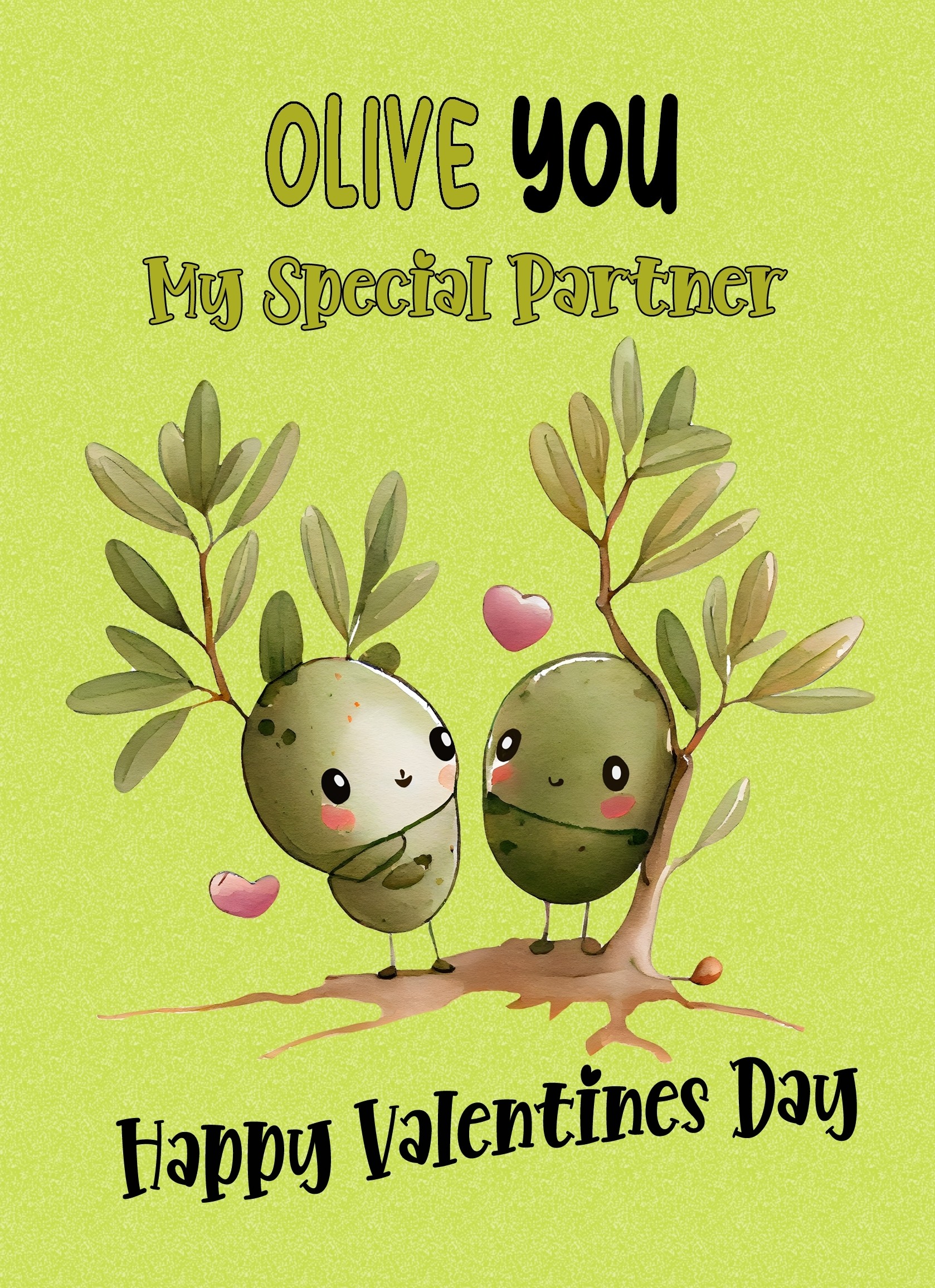 Funny Pun Valentines Day Card for Partner (Olive You)
