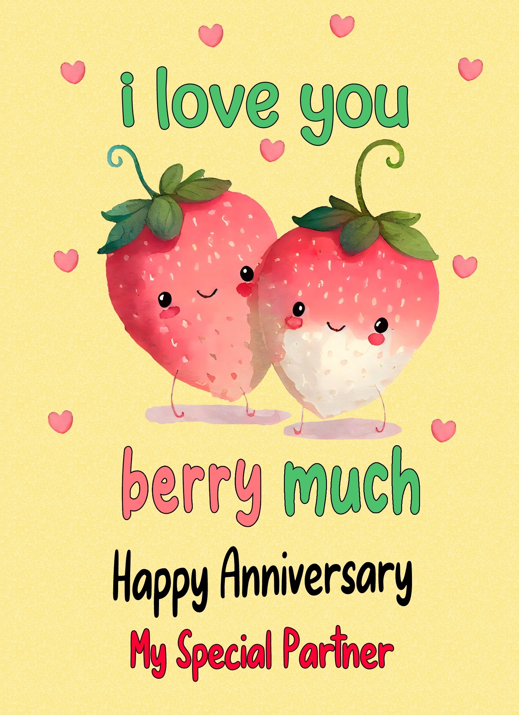 Funny Pun Romantic Anniversary Card for Partner (Berry Much)