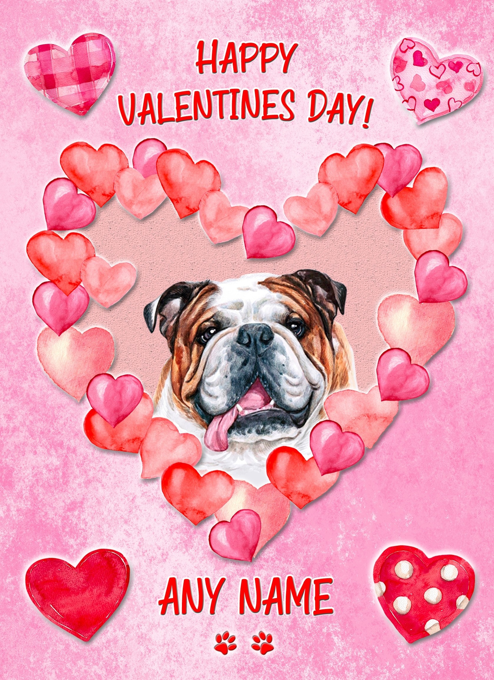 Personalised Bulldog Dog Valentines Day Card (Happy Valentines)