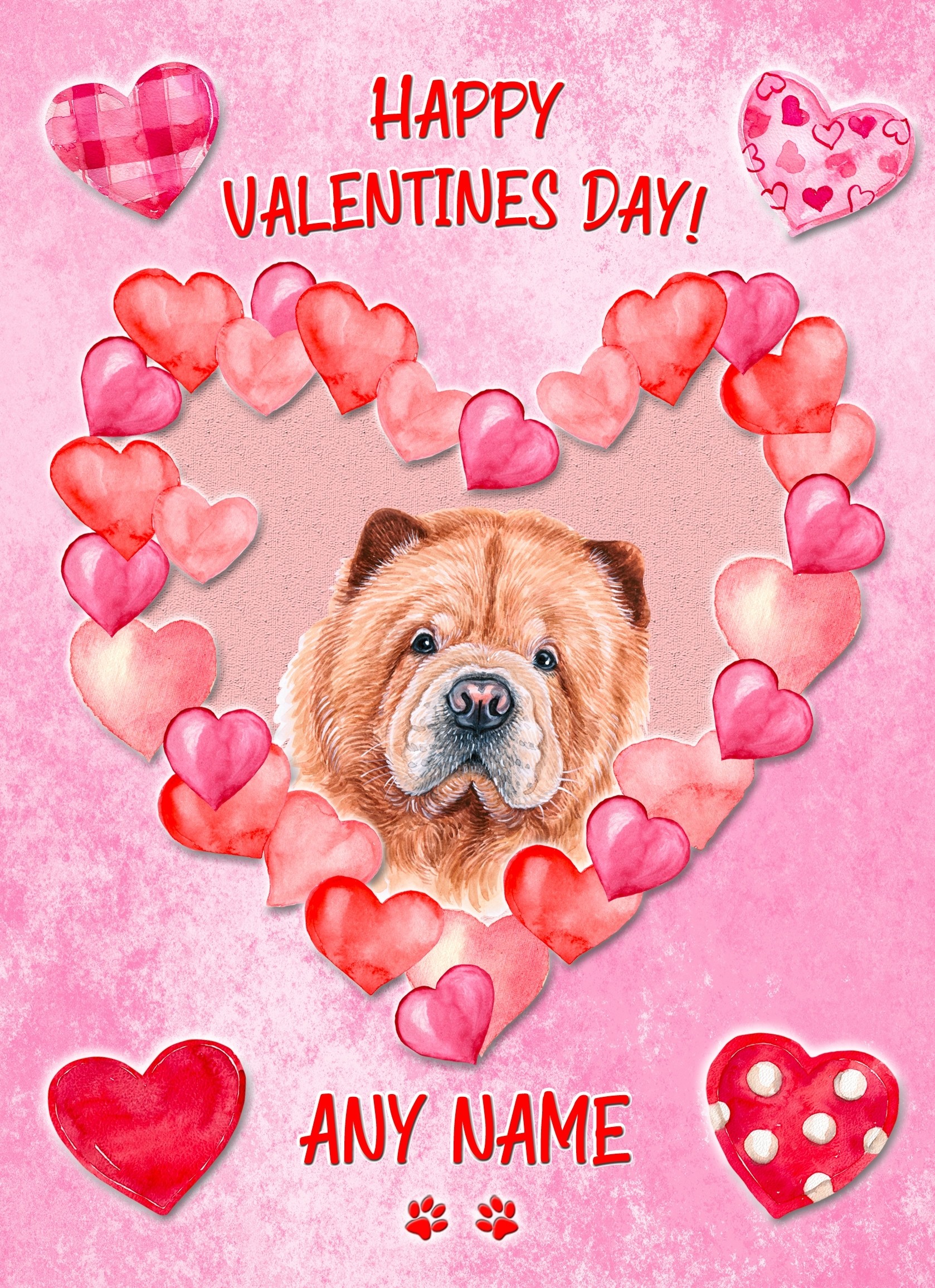 Personalised Chow Chow Dog Valentines Day Card (Happy Valentines)