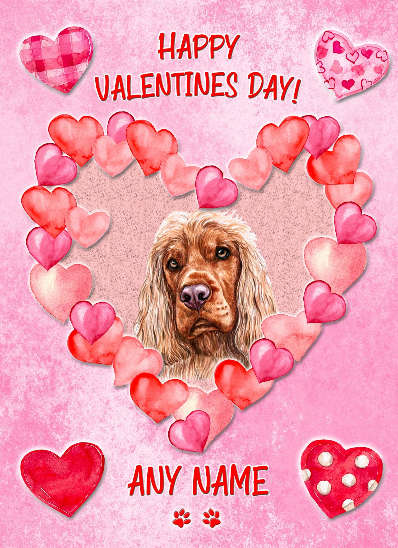 Personalised Cocker Spaniel Dog Valentines Day Card (Happy Valentines)