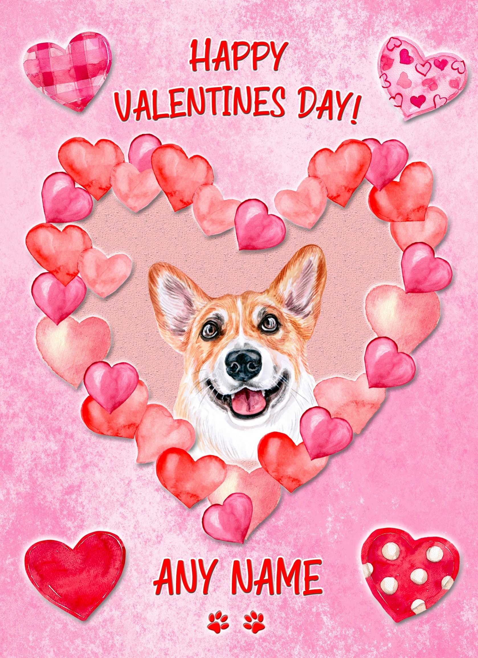 Personalised Corgi Dog Valentines Day Card (Happy Valentines)