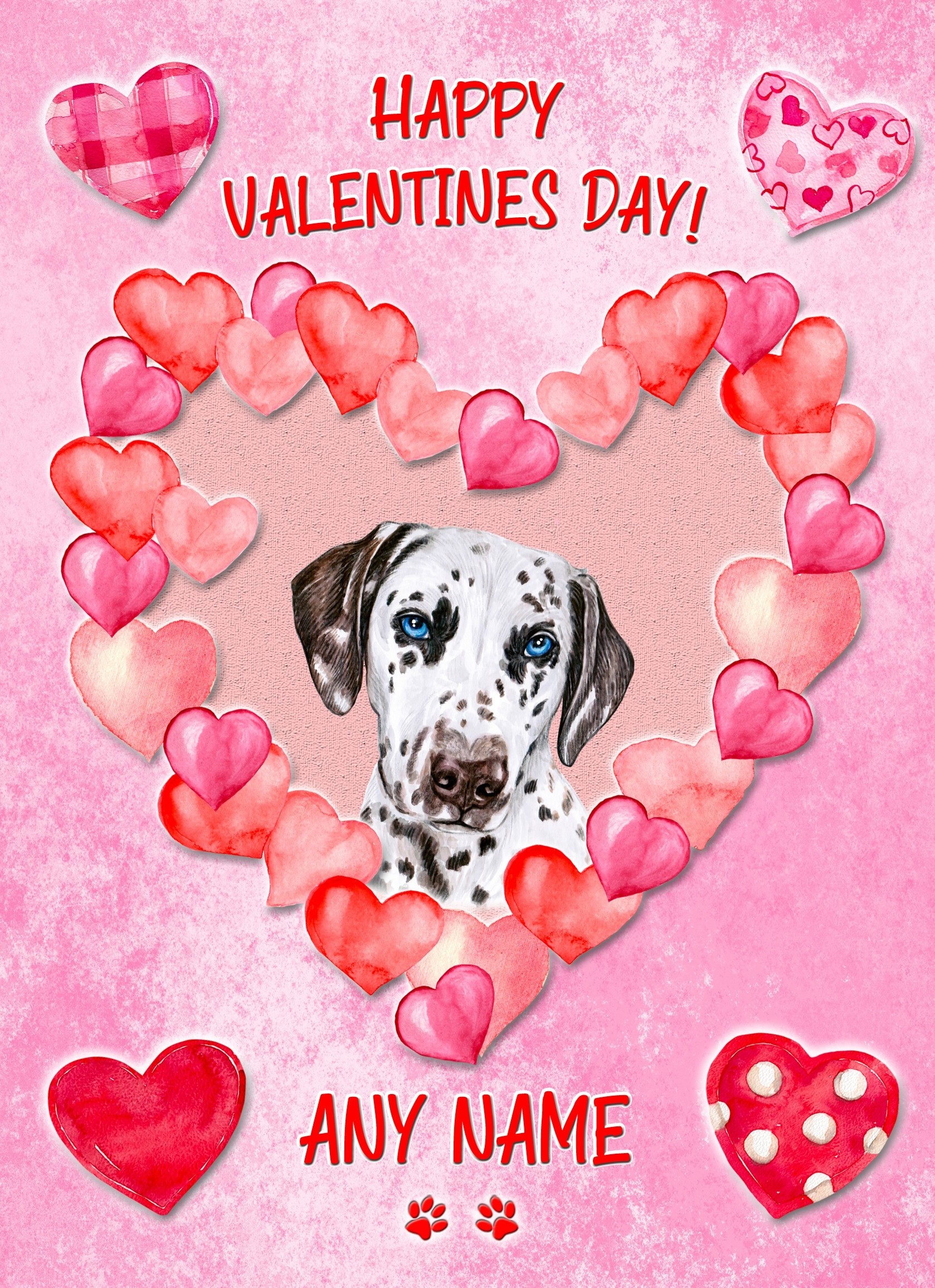 Personalised Dalmatian Dog Valentines Day Card (Happy Valentines)