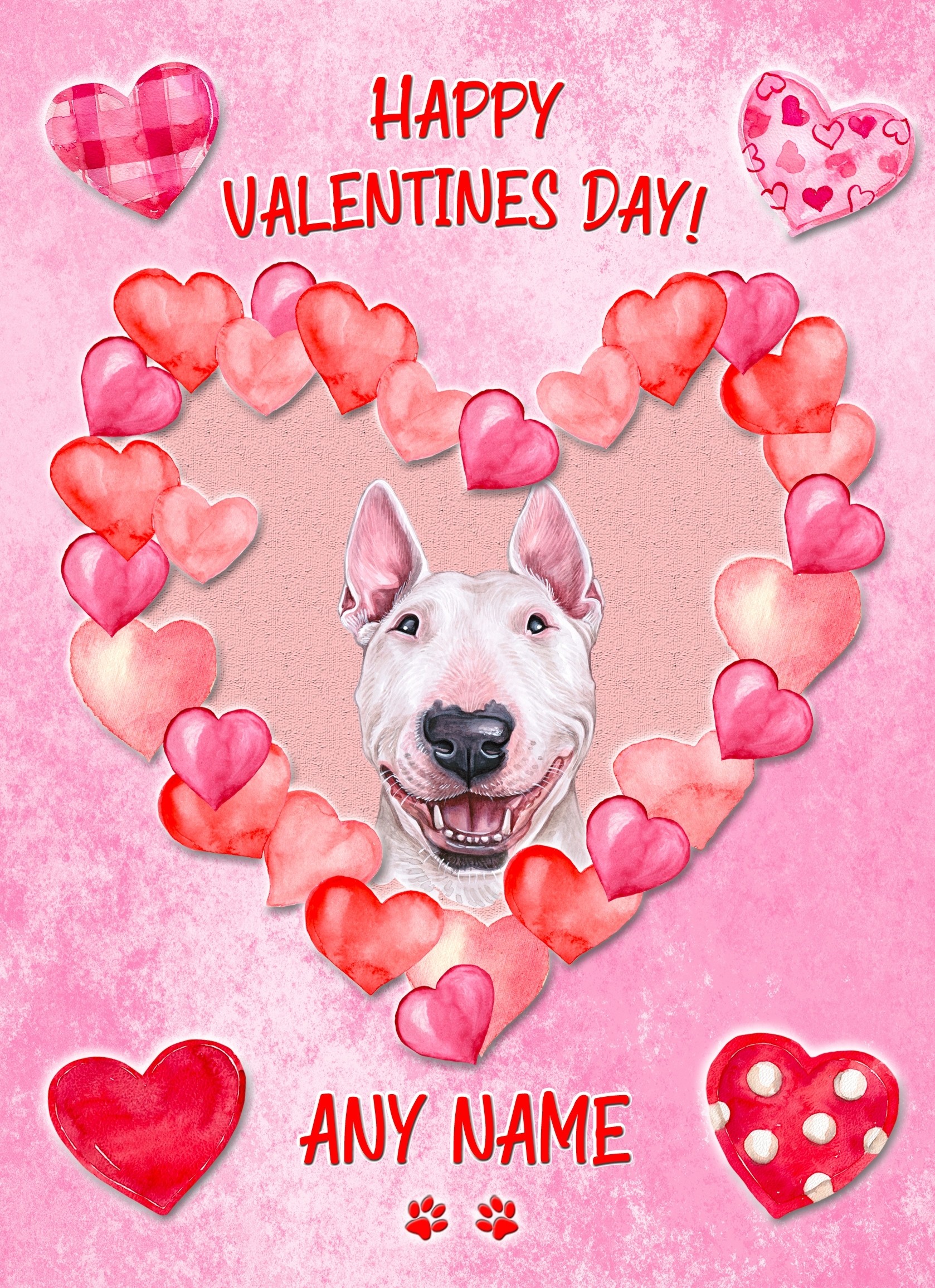 Personalised English Bull Terrier Dog Valentines Day Card (Happy Valentines)