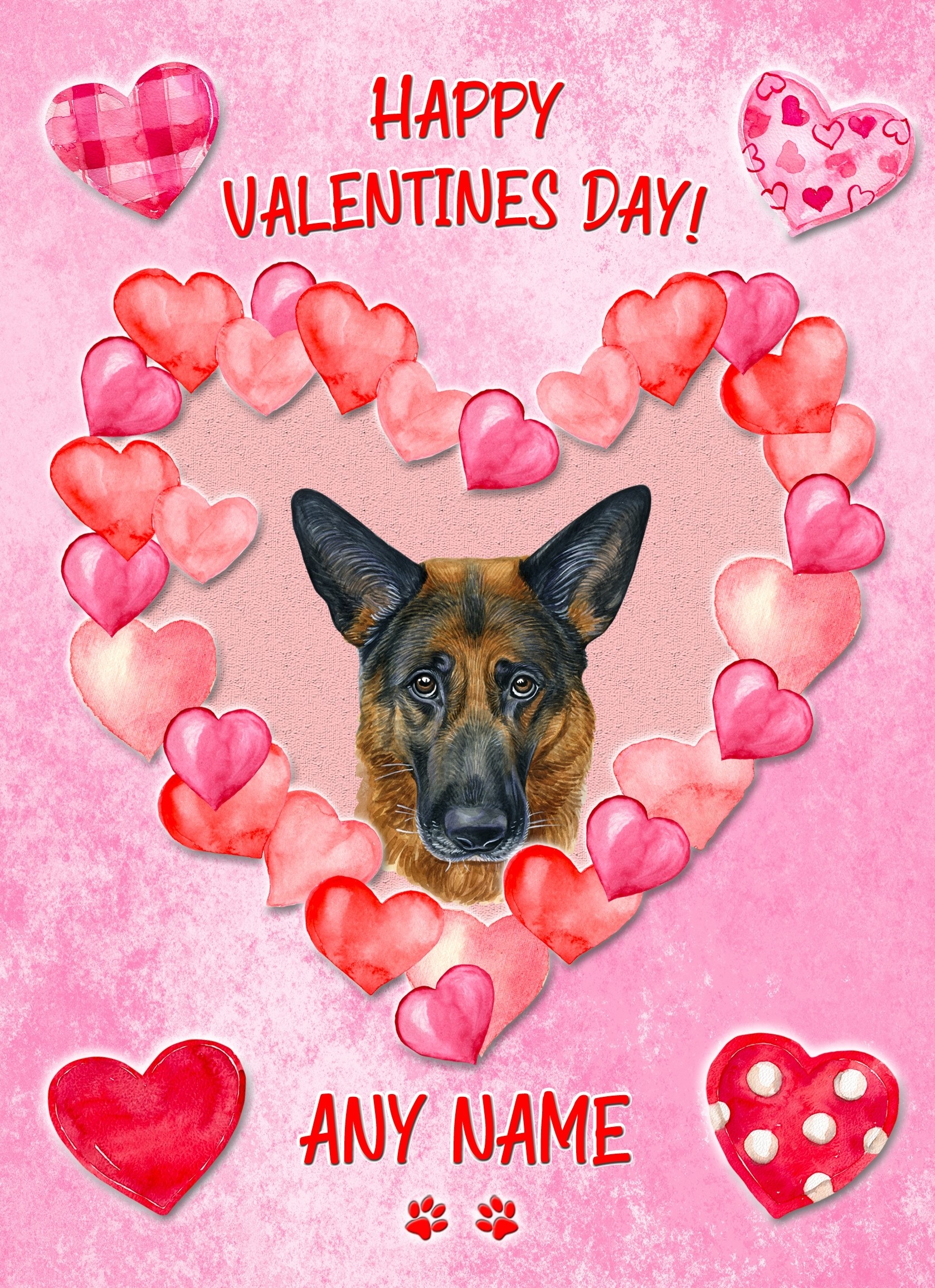 Personalised German Shepherd Dog Valentines Day Card (Happy Valentines)