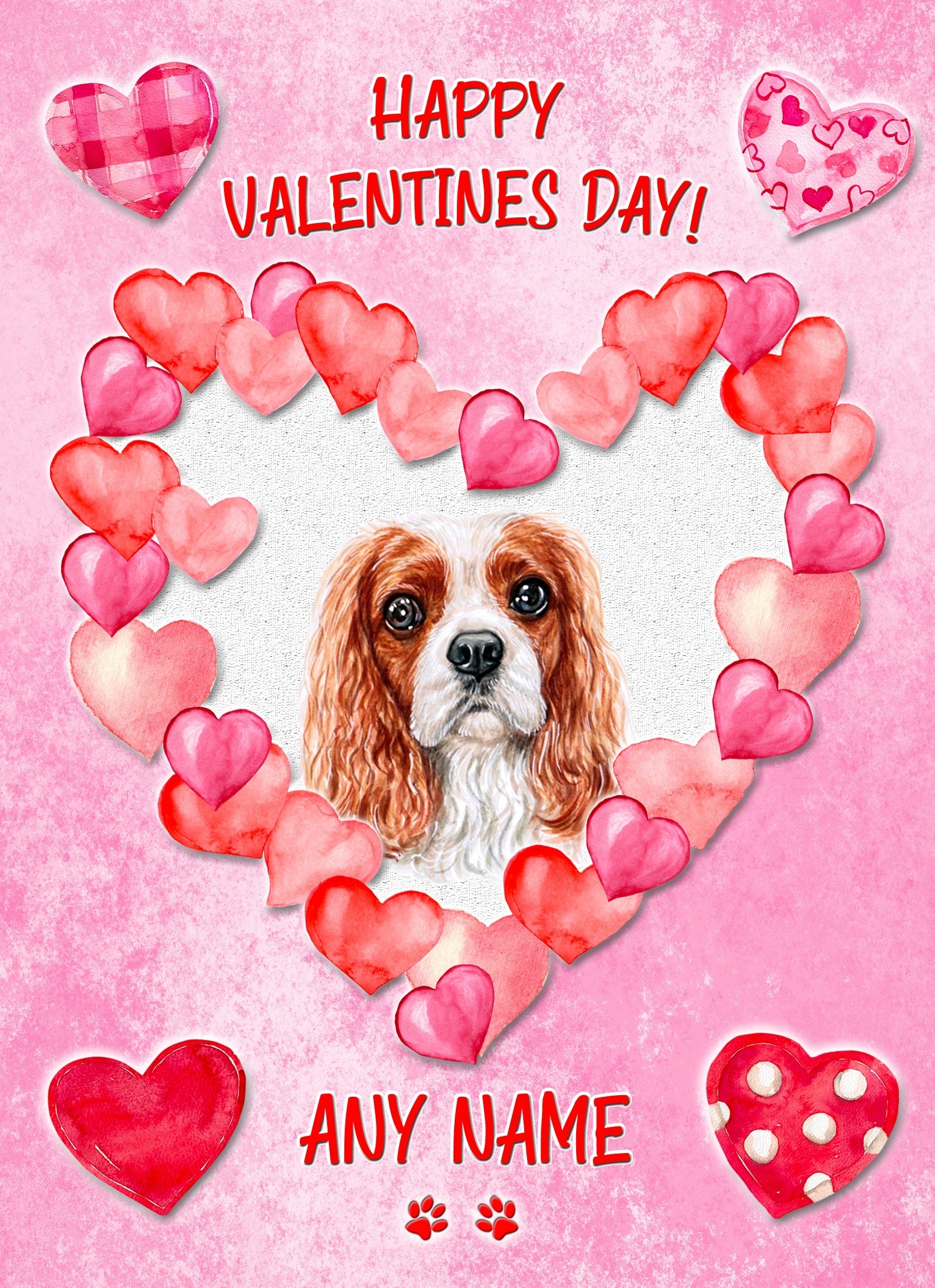 Personalised King Charles Spaniel Dog Valentines Day Card (Happy Valentines)
