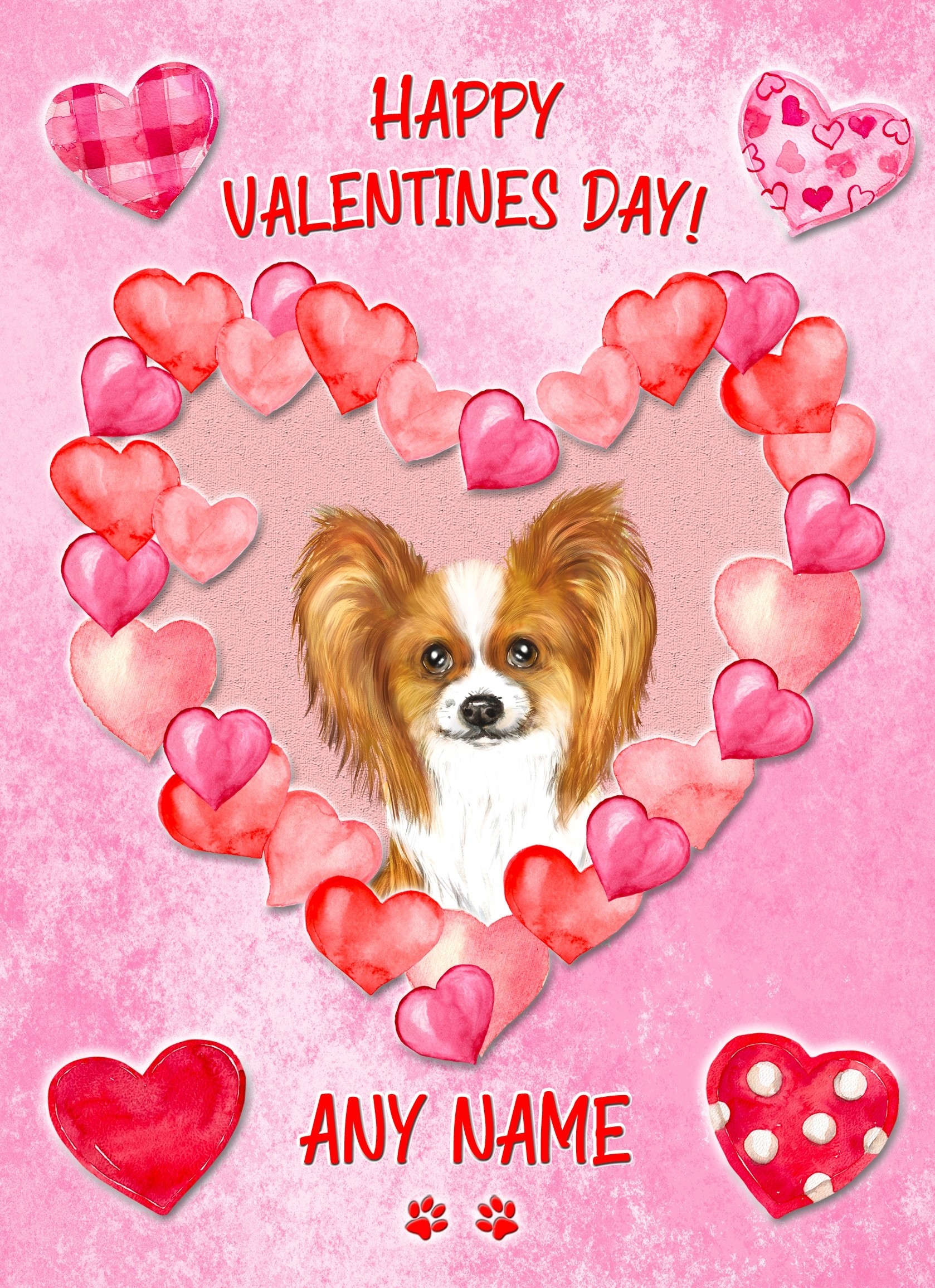 Personalised Papillon Dog Valentines Day Card (Happy Valentines)