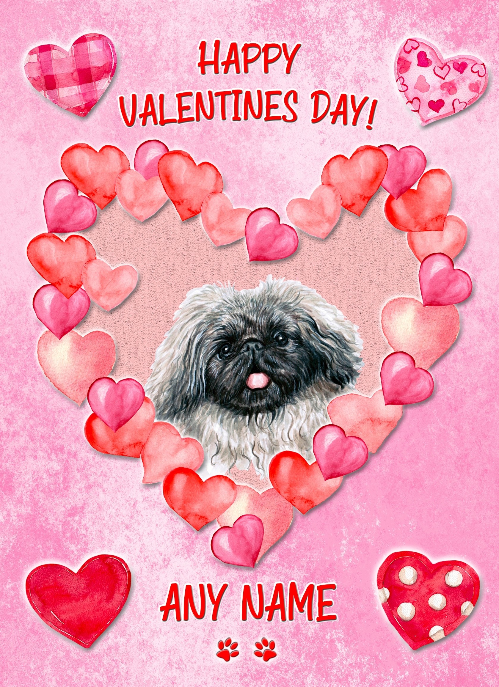 Personalised Pekingese Dog Valentines Day Card (Happy Valentines)