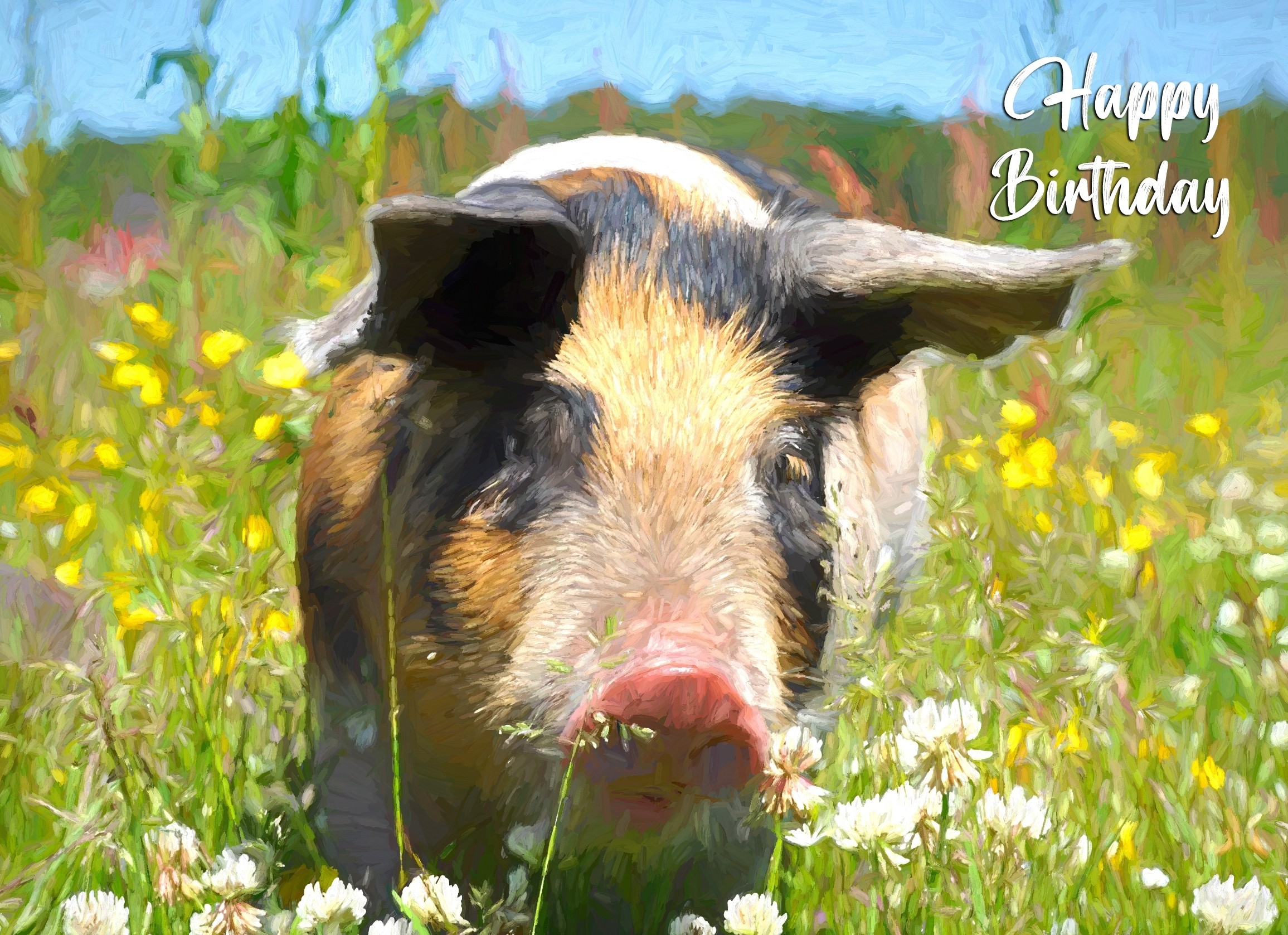 Pig Art Birthday Card