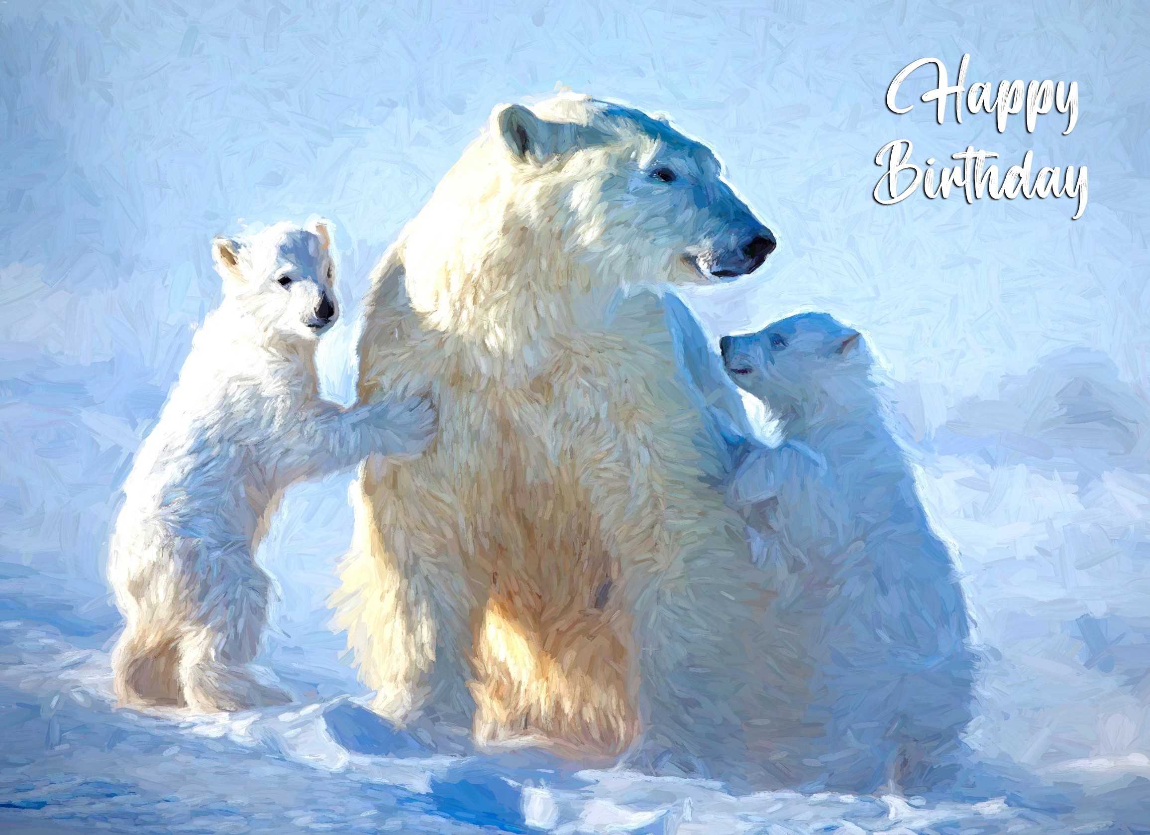 Polar Bear Art Birthday Card