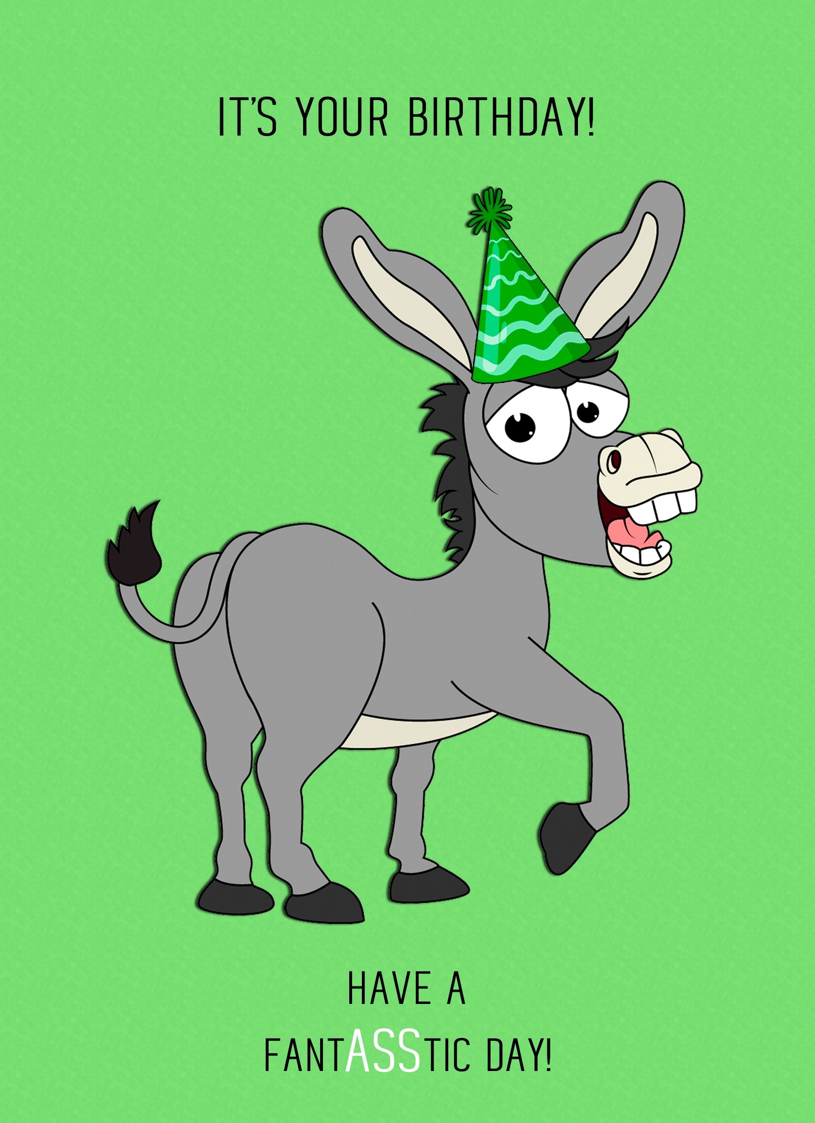 Punny Animals Donkey Birthday Funny Greeting Card (Fantasstic Day)