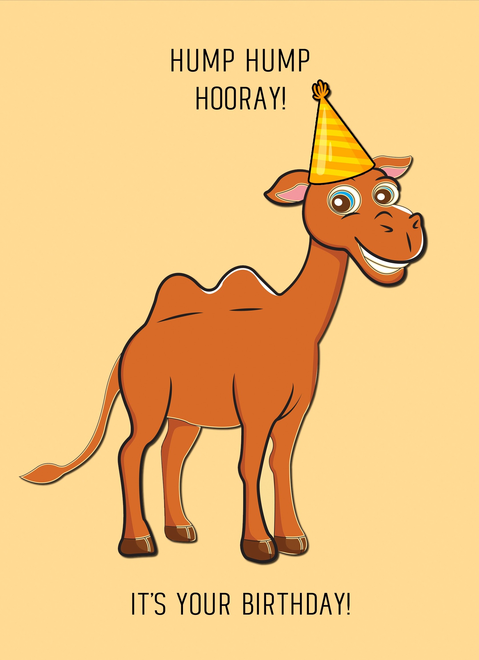 Punny Animals Camel Birthday Funny Greeting Card (Hump Hump Hooray)