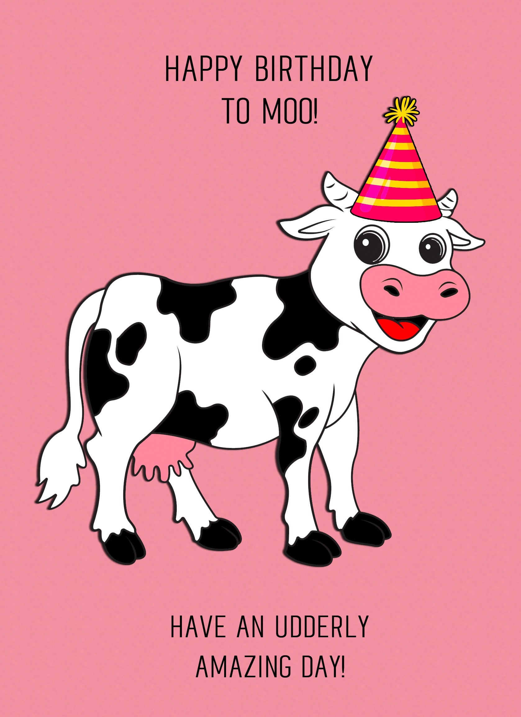 Punny Animals Cow Birthday Funny Greeting Card (Udderly Amazing Day)