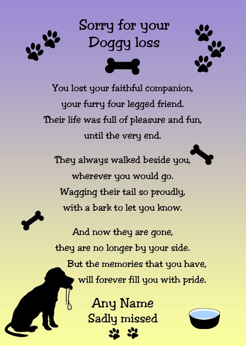 Personalised Sympathy Doggy Loss Card (Purple)