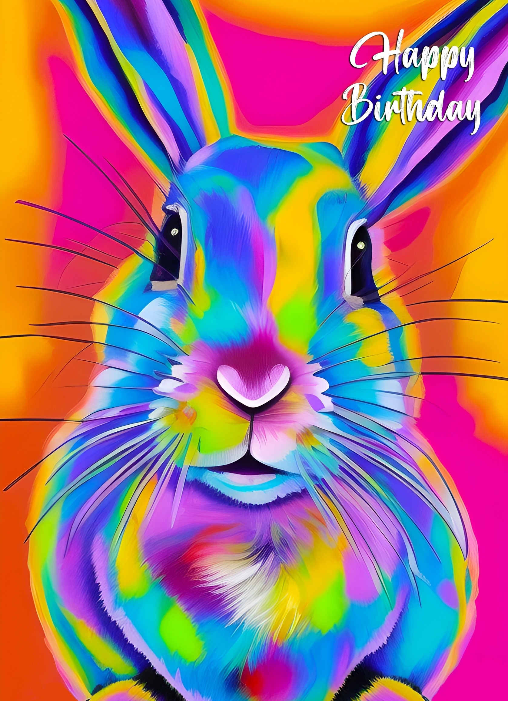 Rabbit Animal Colourful Abstract Art Birthday Card