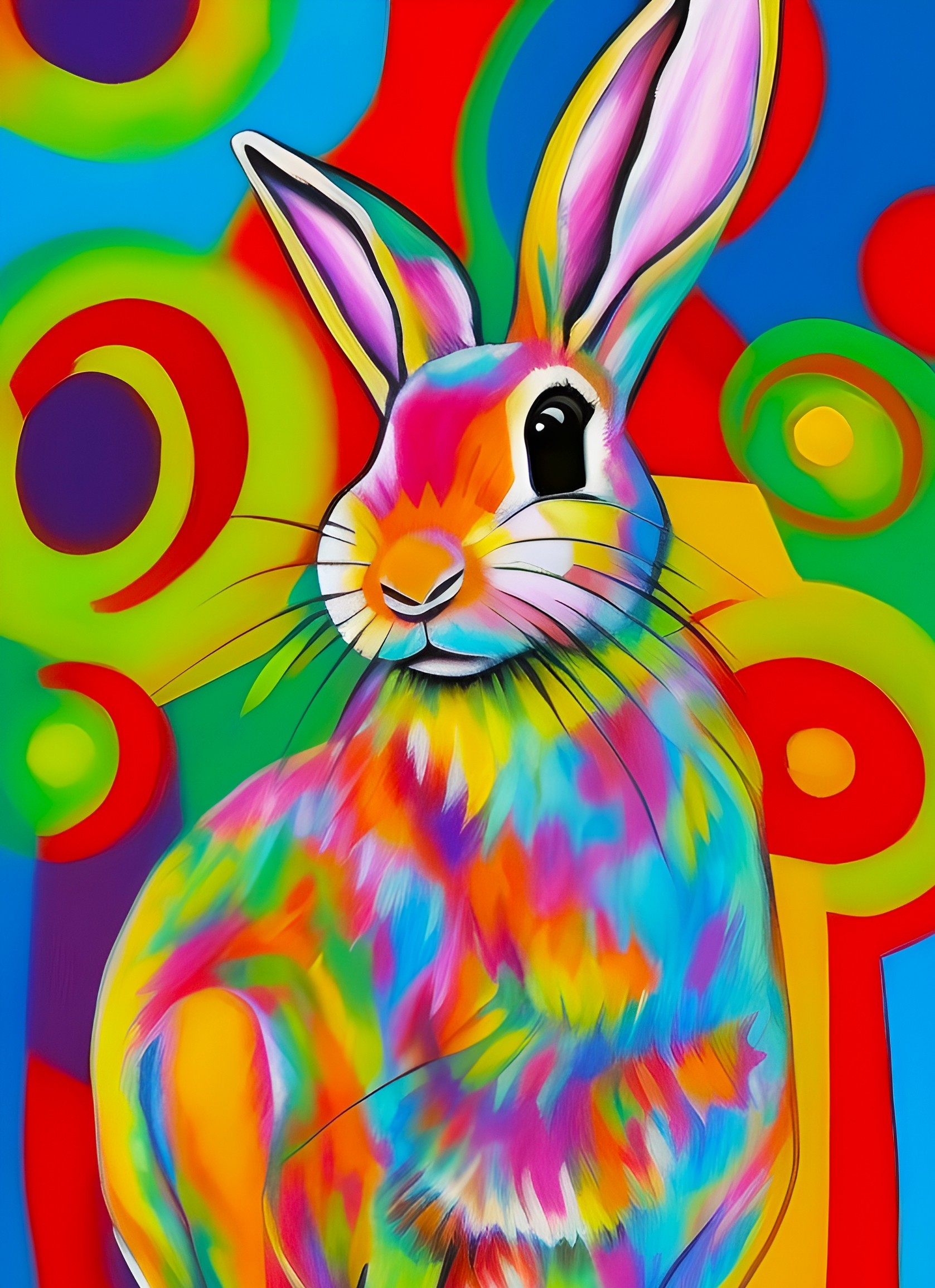 Rabbit Animal Colourful Abstract Art Blank Greeting Card