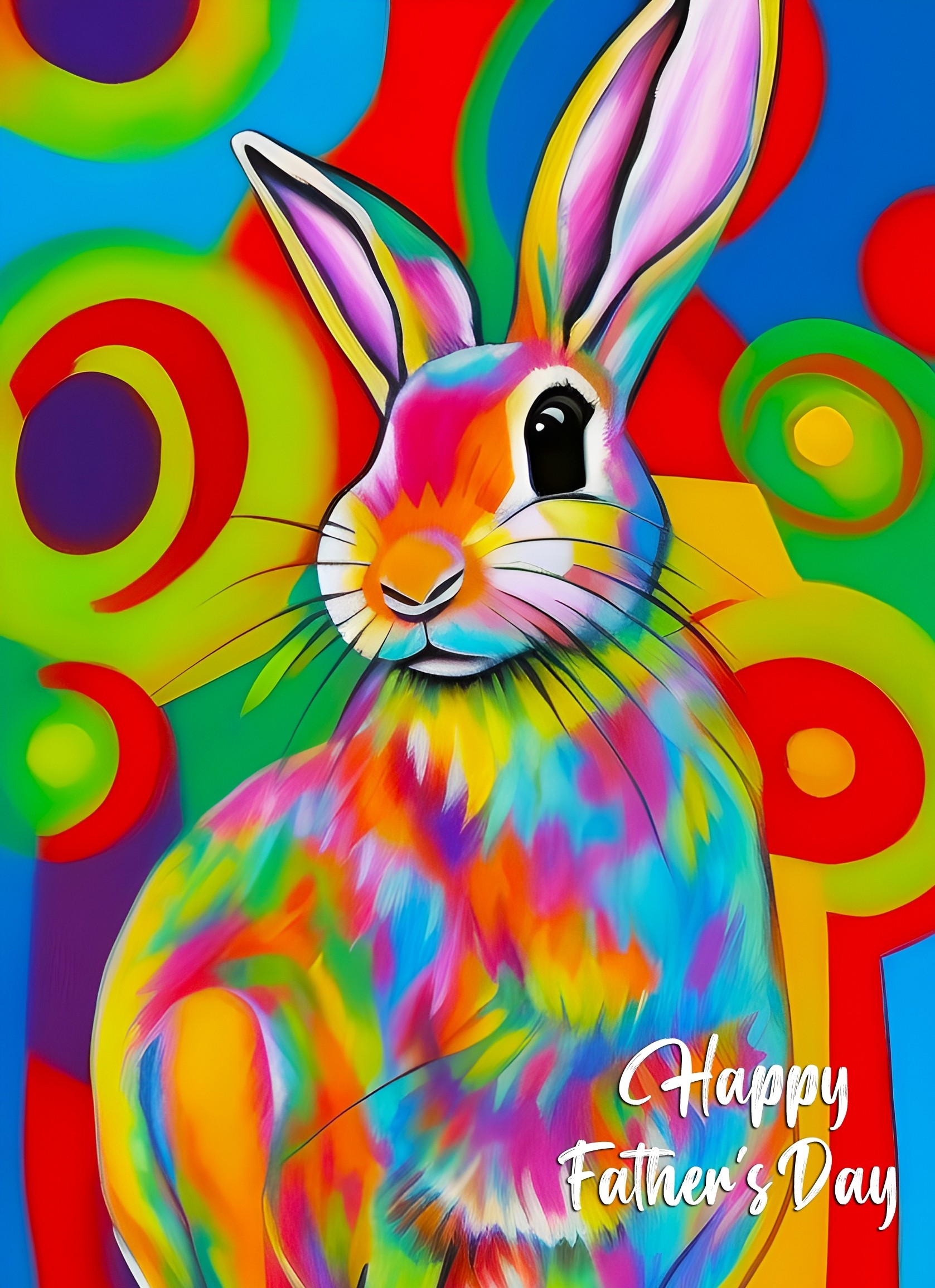 Rabbit Animal Colourful Abstract Art Fathers Day Card