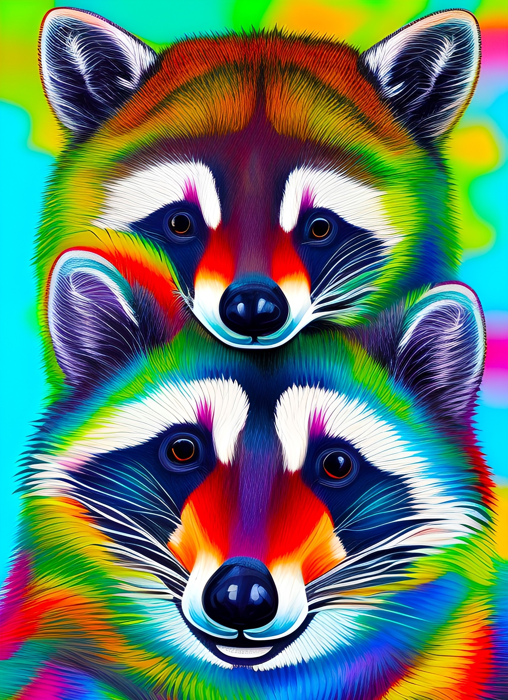 Raccoon Animal Colourful Abstract Art Blank Greeting Card