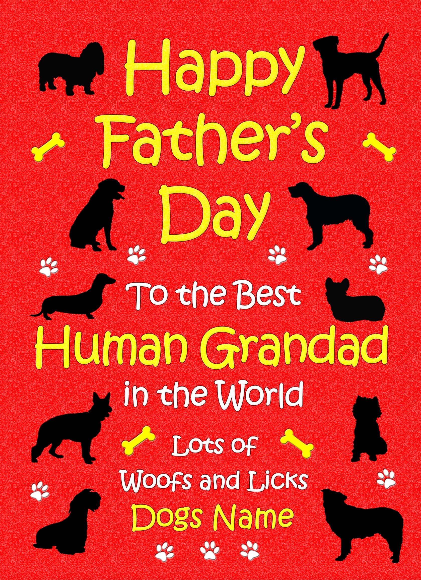 Personalised From The Dog Fathers Day Card (Red, Human Grandad)