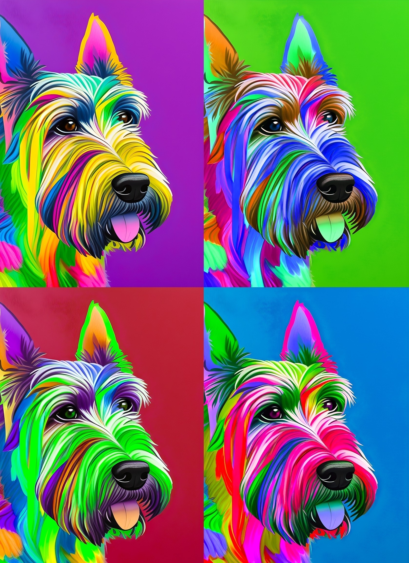 Scottish Terrier Colourful Pop Art Blank Greeting Card