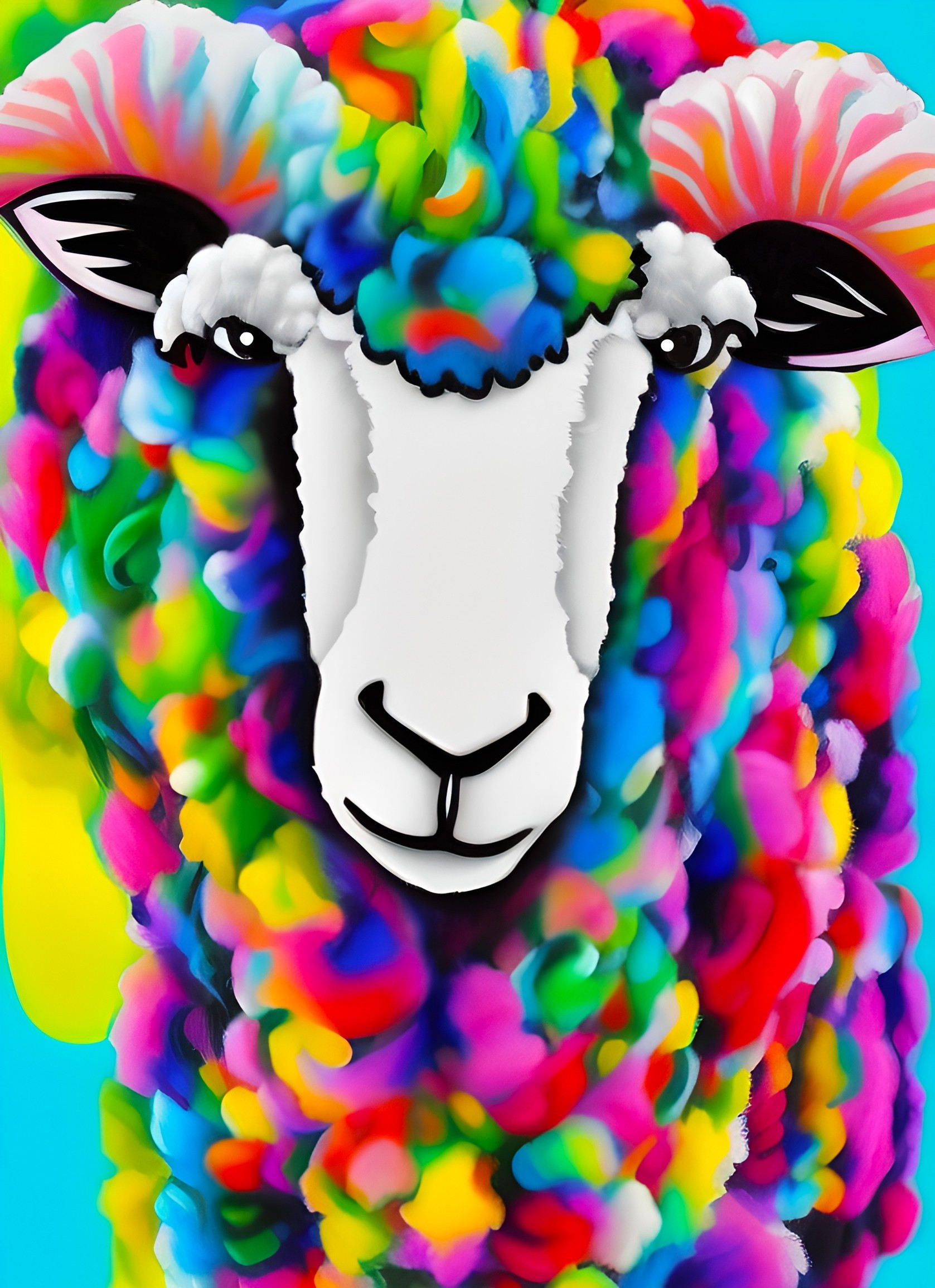 Sheep Animal Colourful Abstract Art Blank Greeting Card