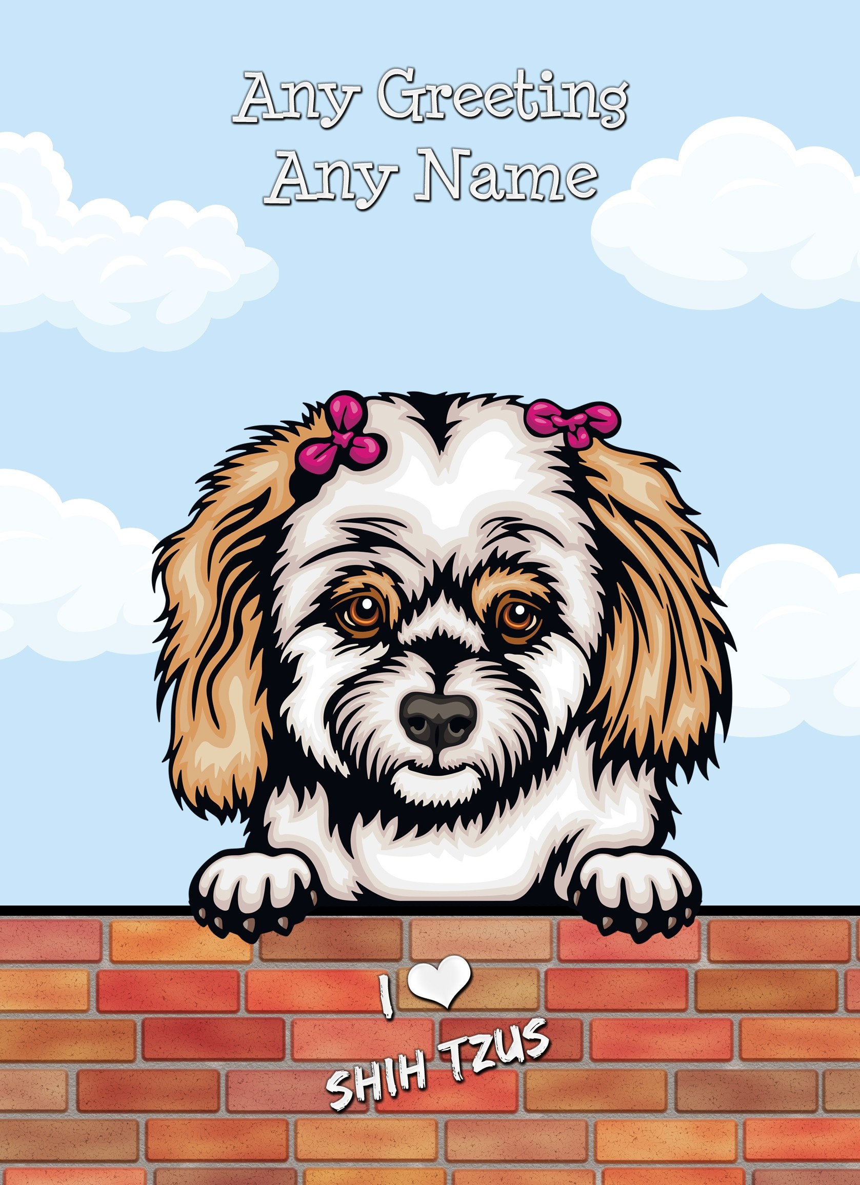 Personalised Shih Tzu Dog Birthday Card (Art, Clouds)