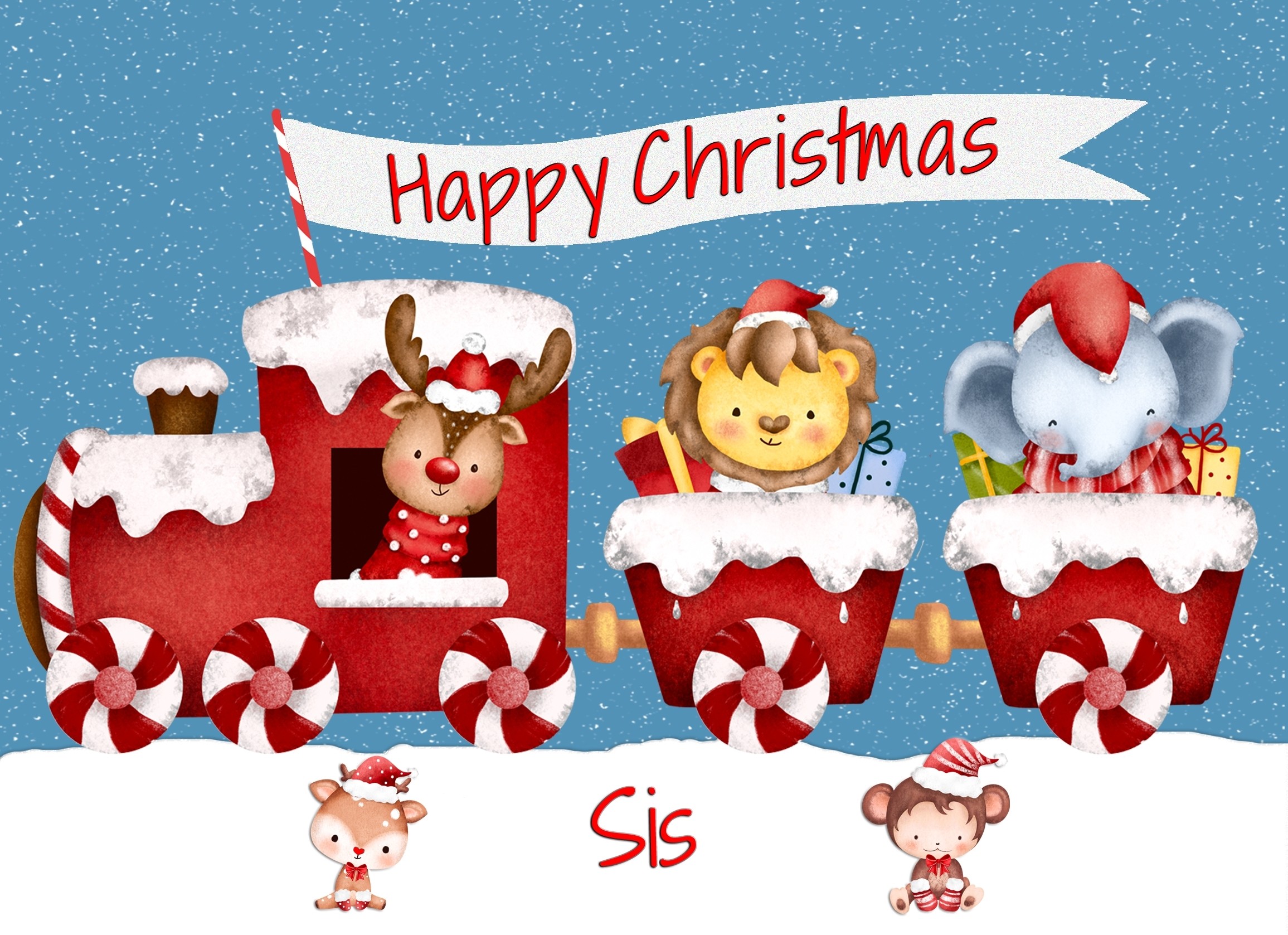 Christmas Card For Sis (Happy Christmas, Train)