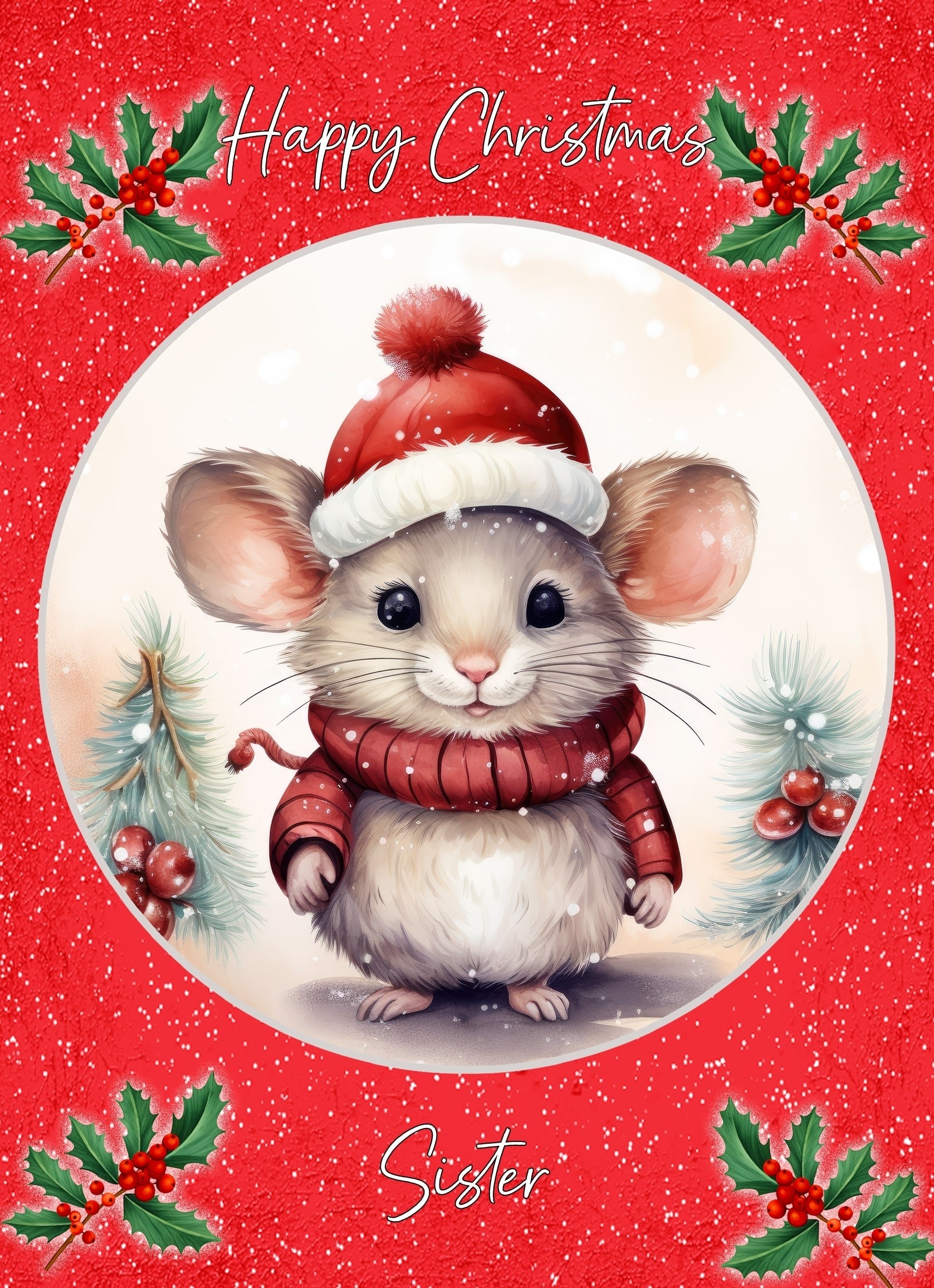 Christmas Card For Sister (Globe, Mouse)
