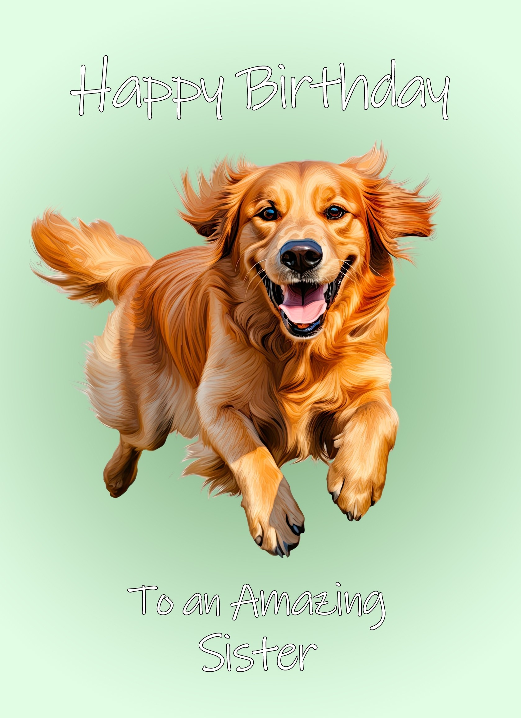 Golden Retriever Dog Birthday Card For Sister