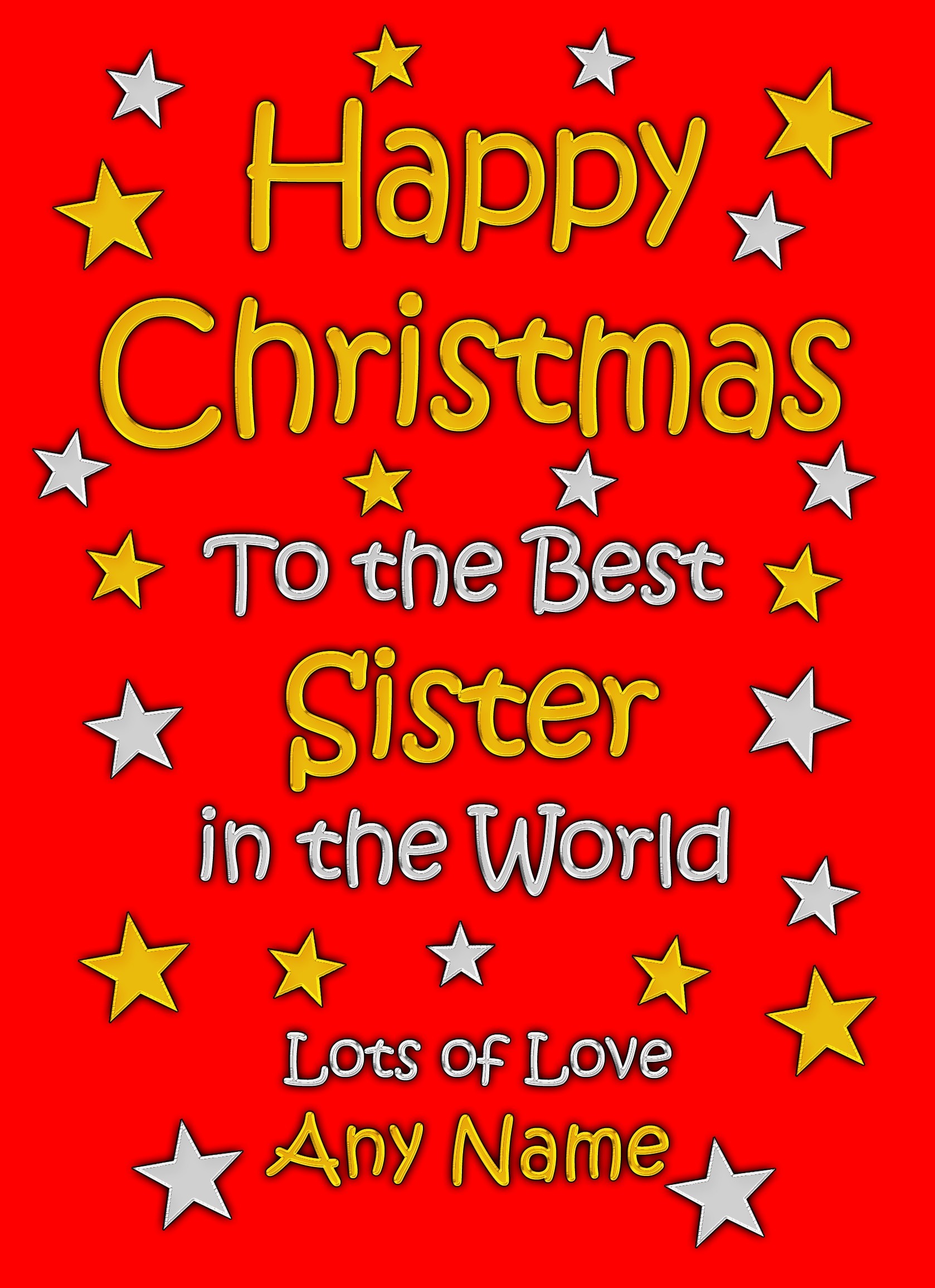 Personalised Sister Christmas Card (Red)