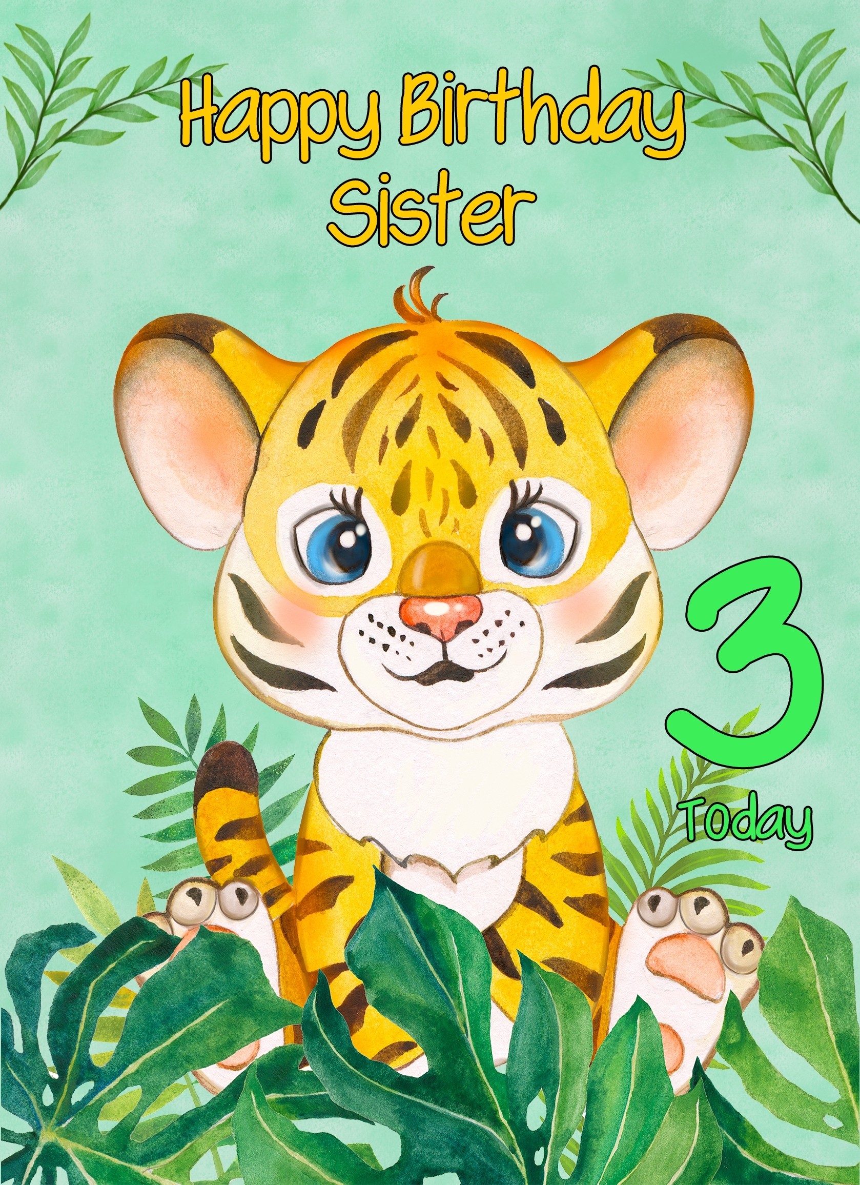 3rd Birthday Card for Sister (Tiger)
