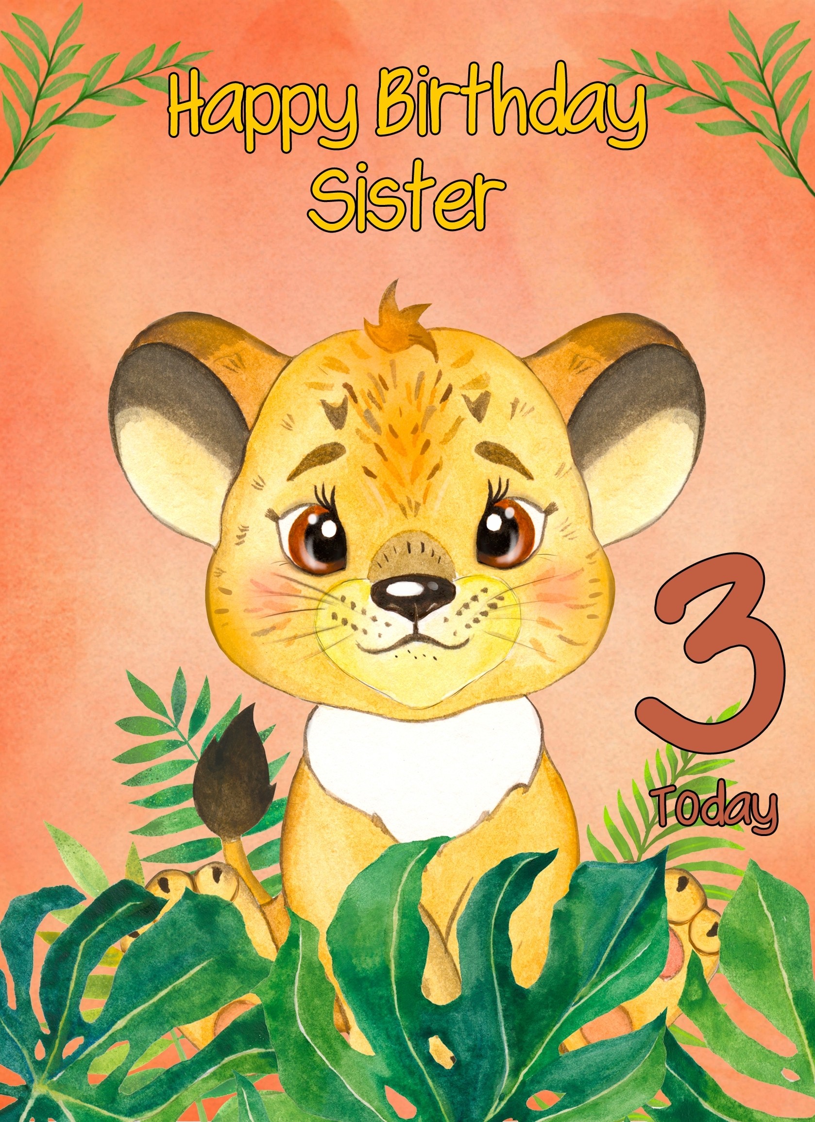 3rd Birthday Card for Sister (Lion)