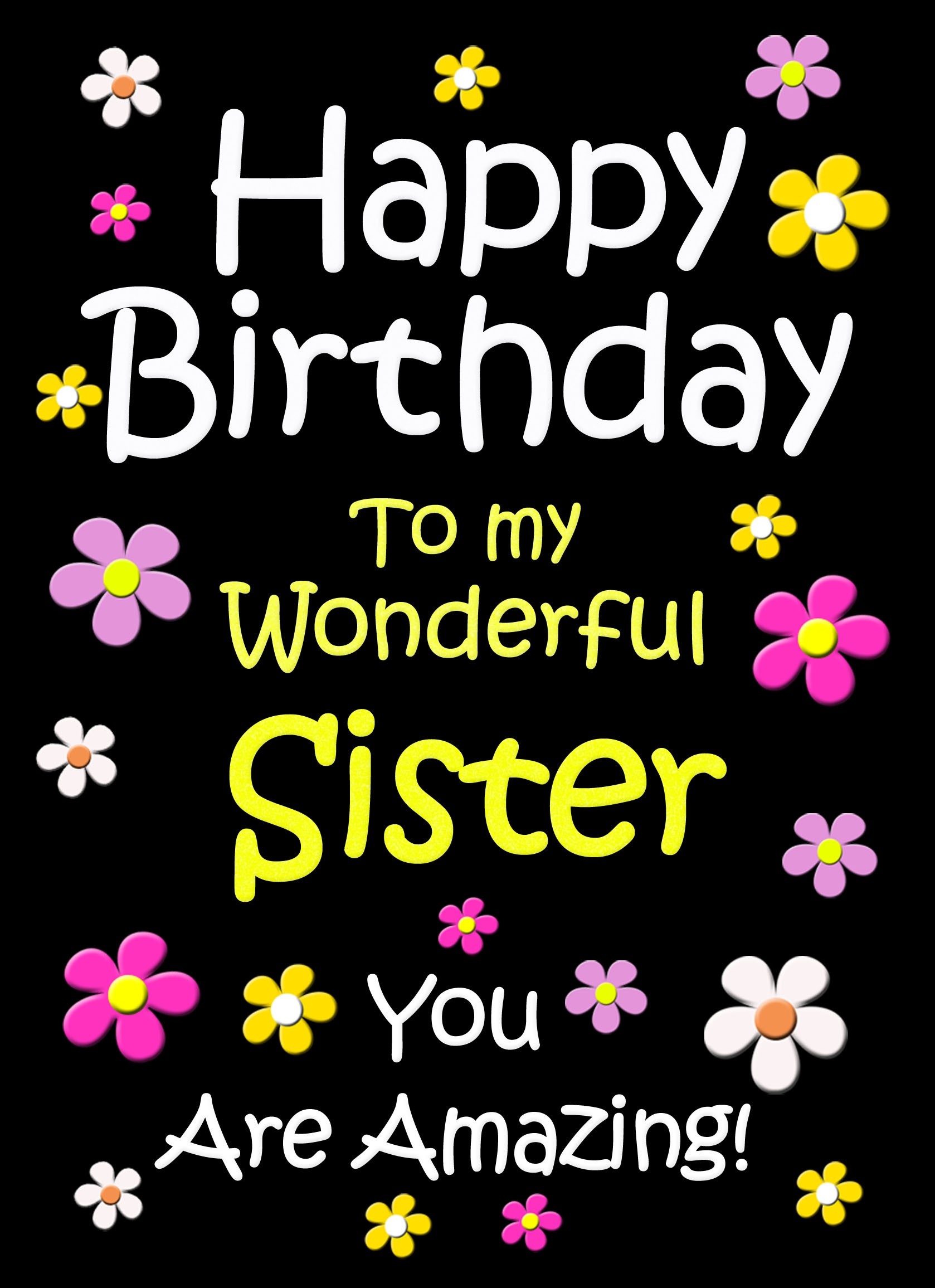 Personalised Sister Birthday Card (Black)