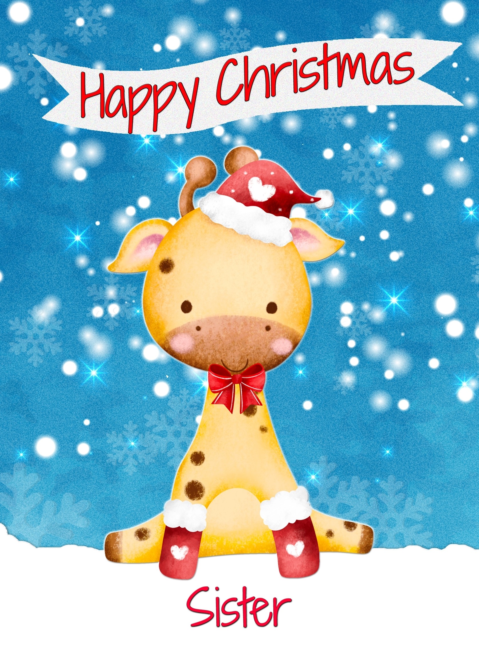 Christmas Card For Sister (Happy Christmas, Giraffe)