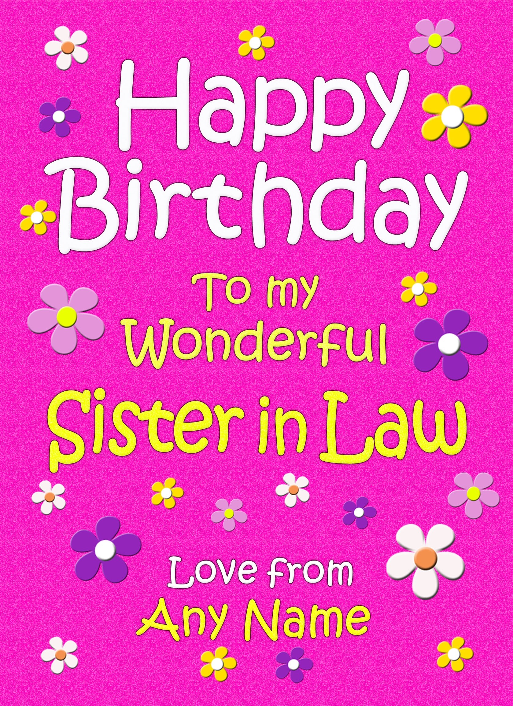 Personalised Sister in Law Birthday Card (Cerise)