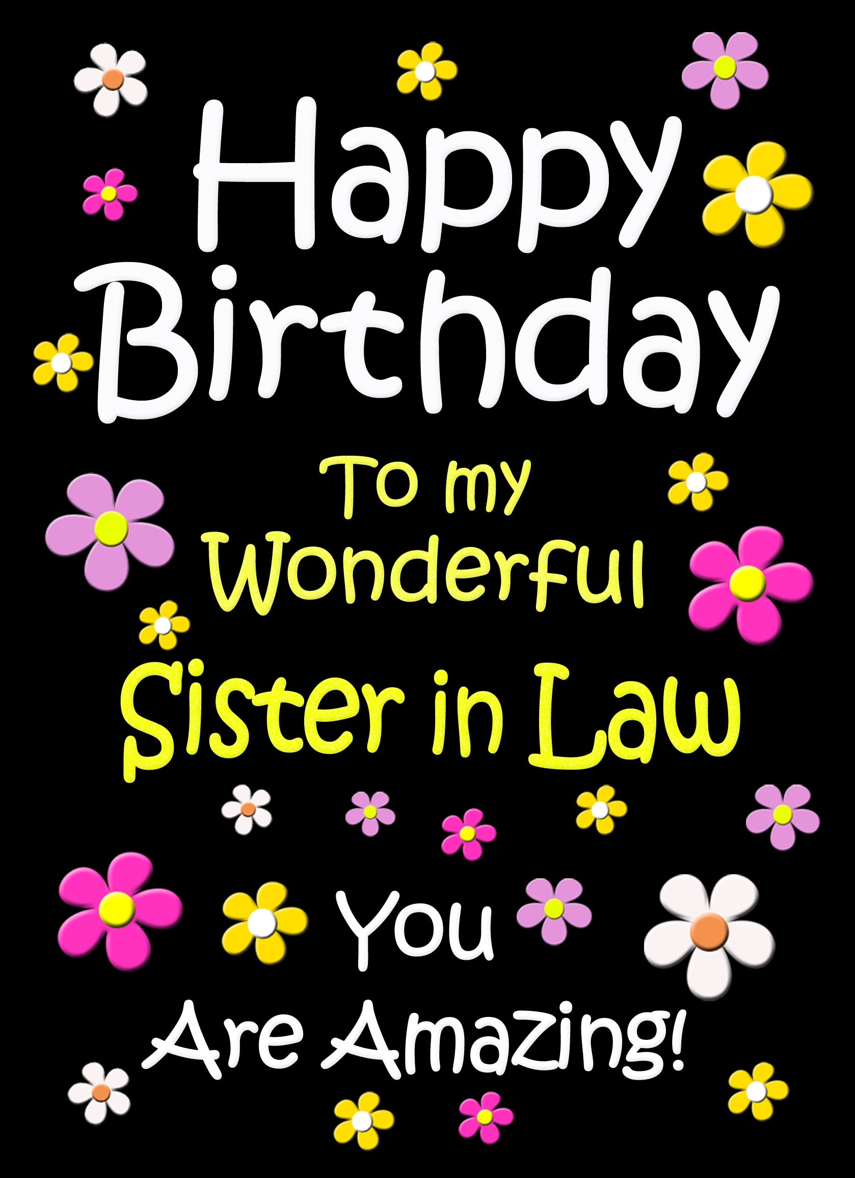 Sister in Law Birthday Card (Black)