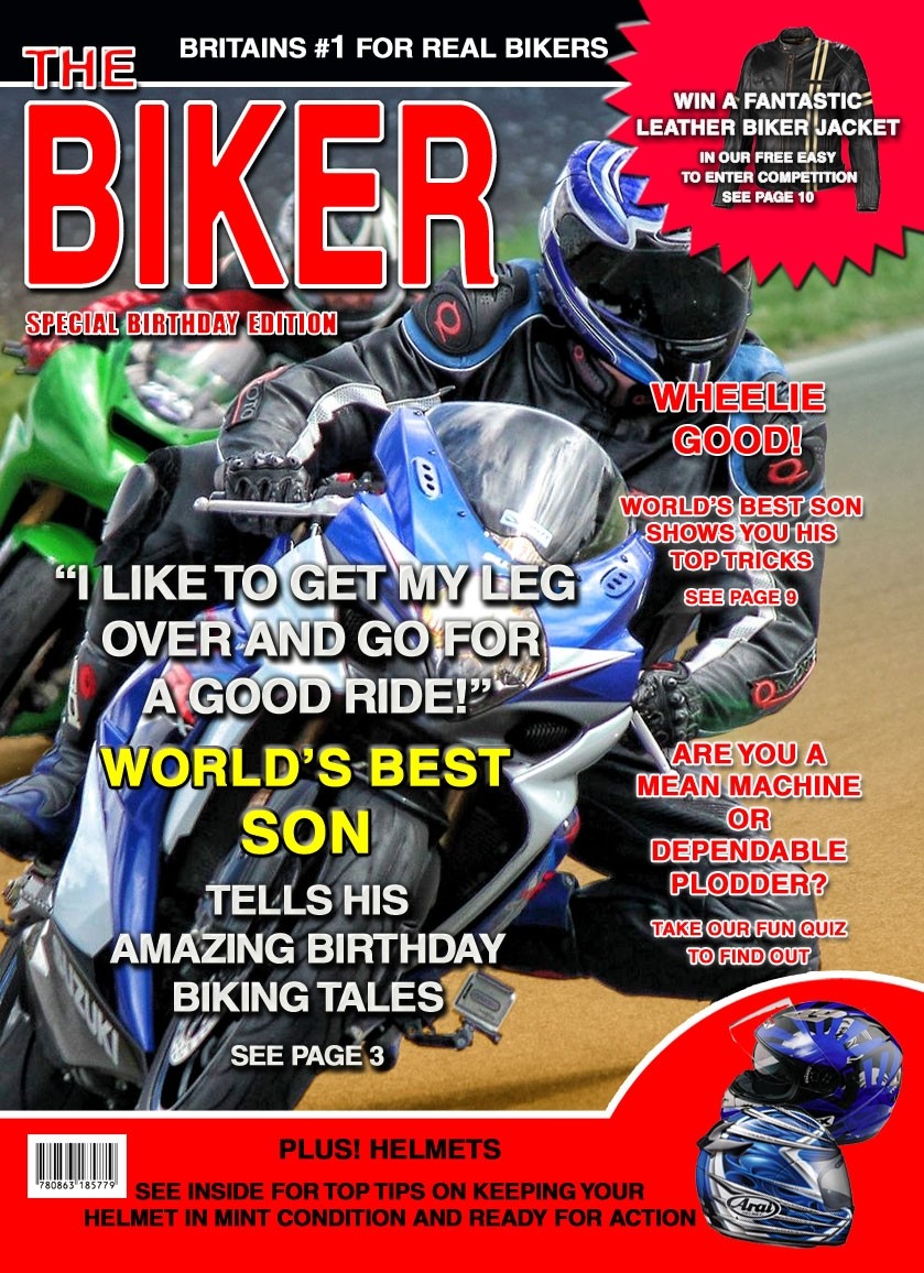 Biker/Motorbike Son Birthday Card Magazine Spoof