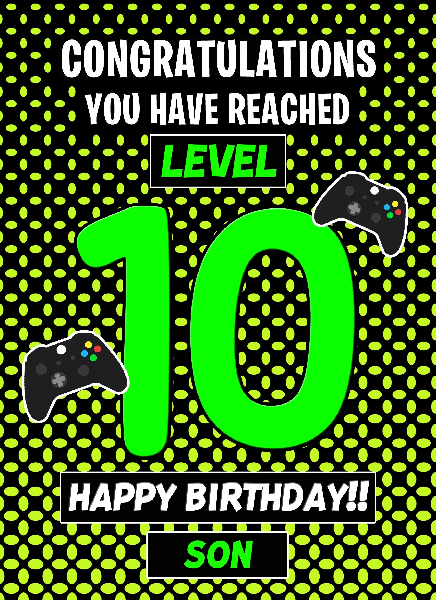 10th Level Gamer Birthday Card (Son)