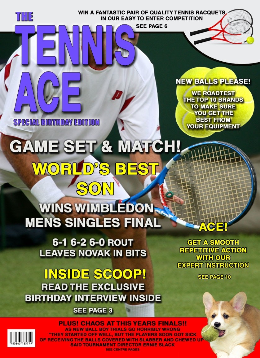 Tennis Son Birthday Card Magazine Spoof