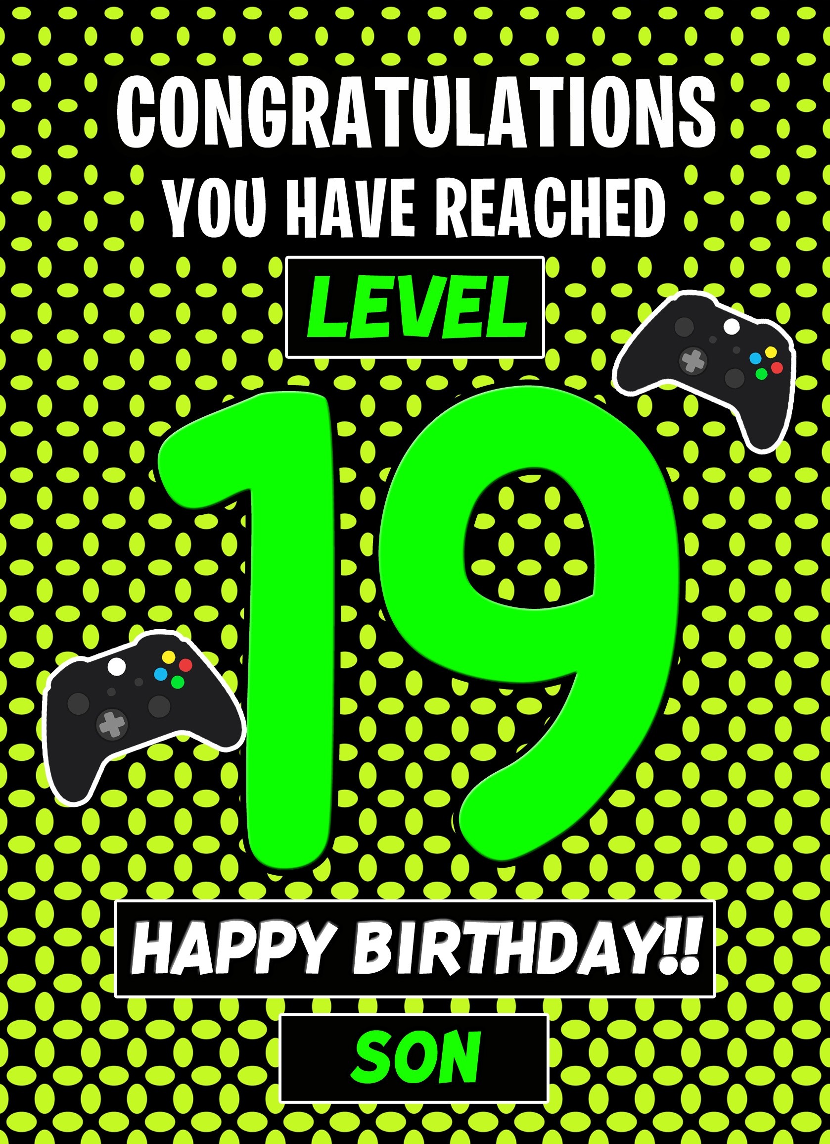 19th Level Gamer Birthday Card (Son)