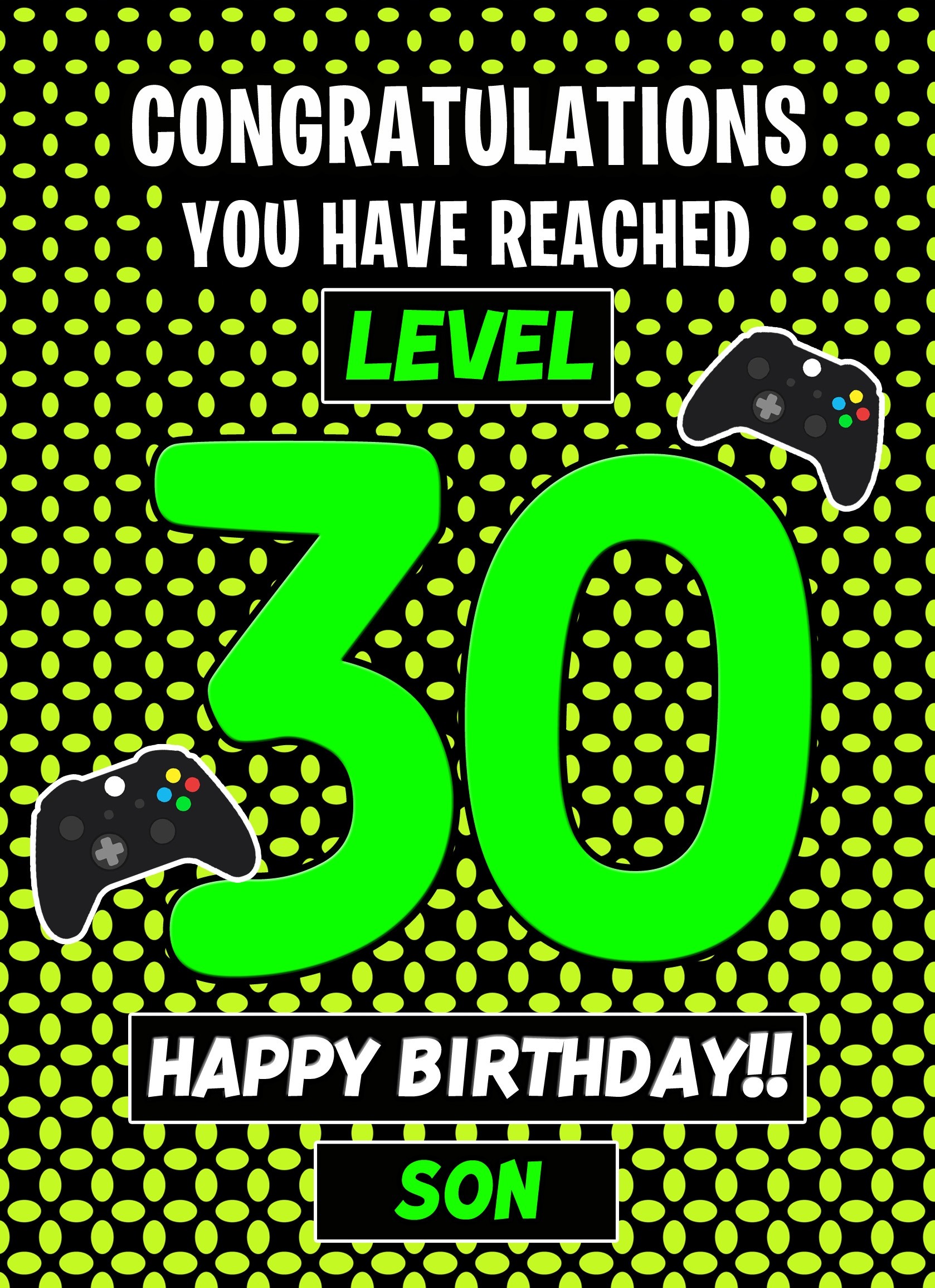 30th Level Gamer Birthday Card (Son)