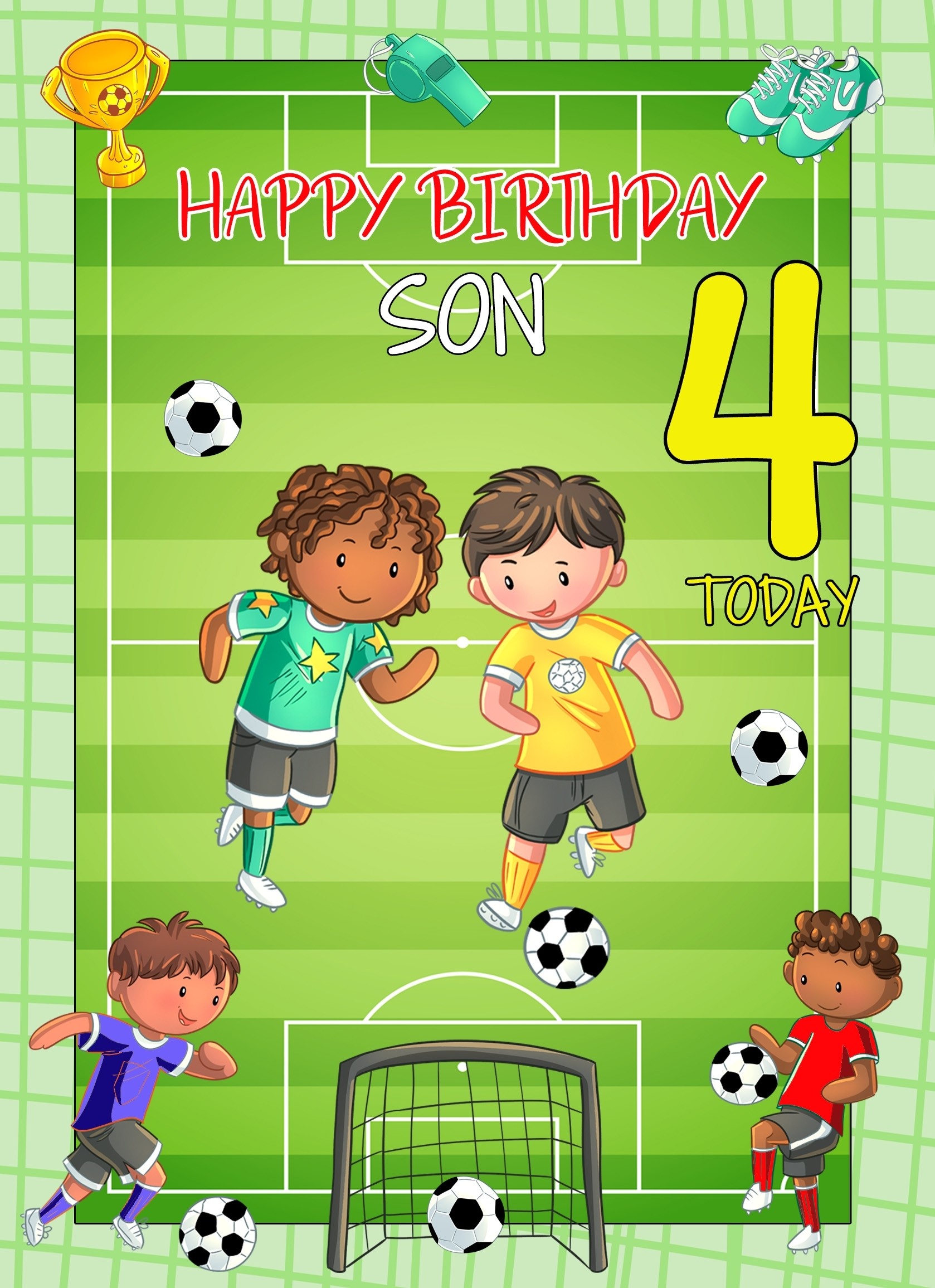 Kids 4th Birthday Football Card for Son