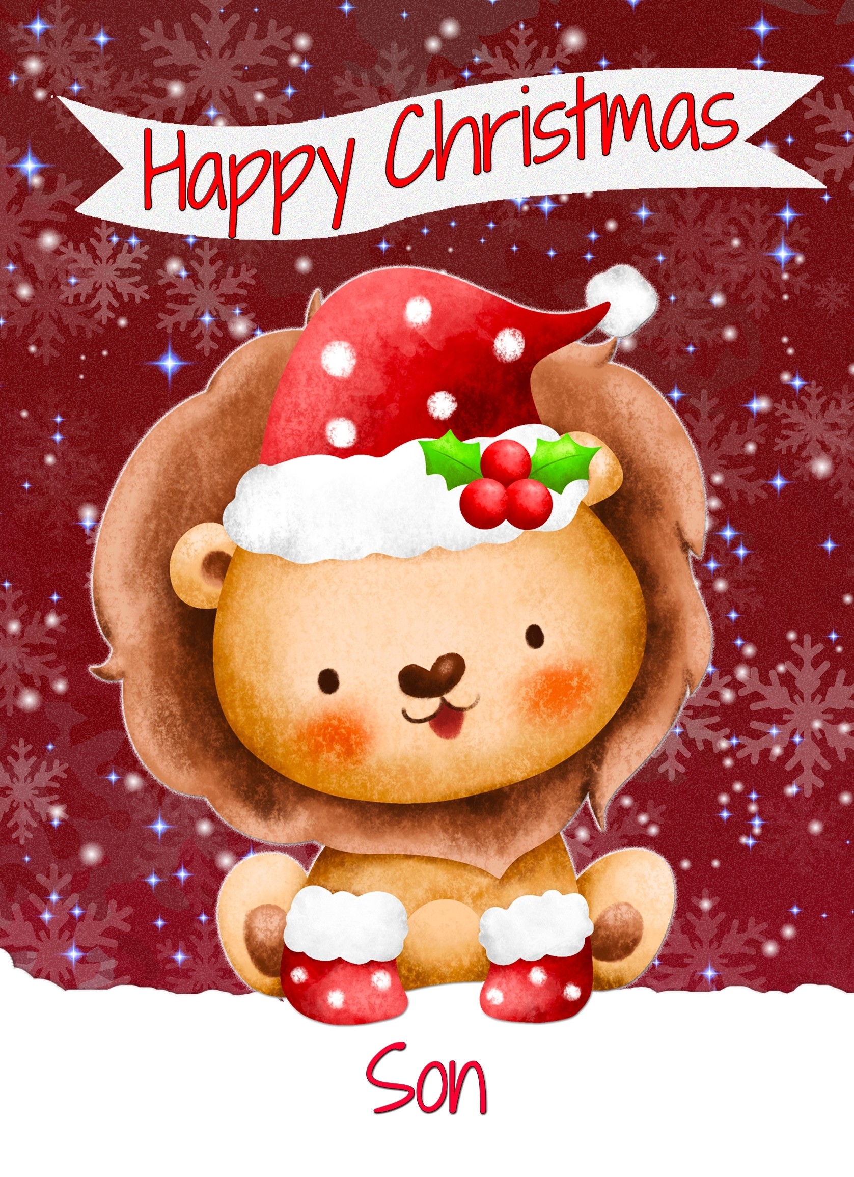 Christmas Card For Son (Happy Christmas, Lion)