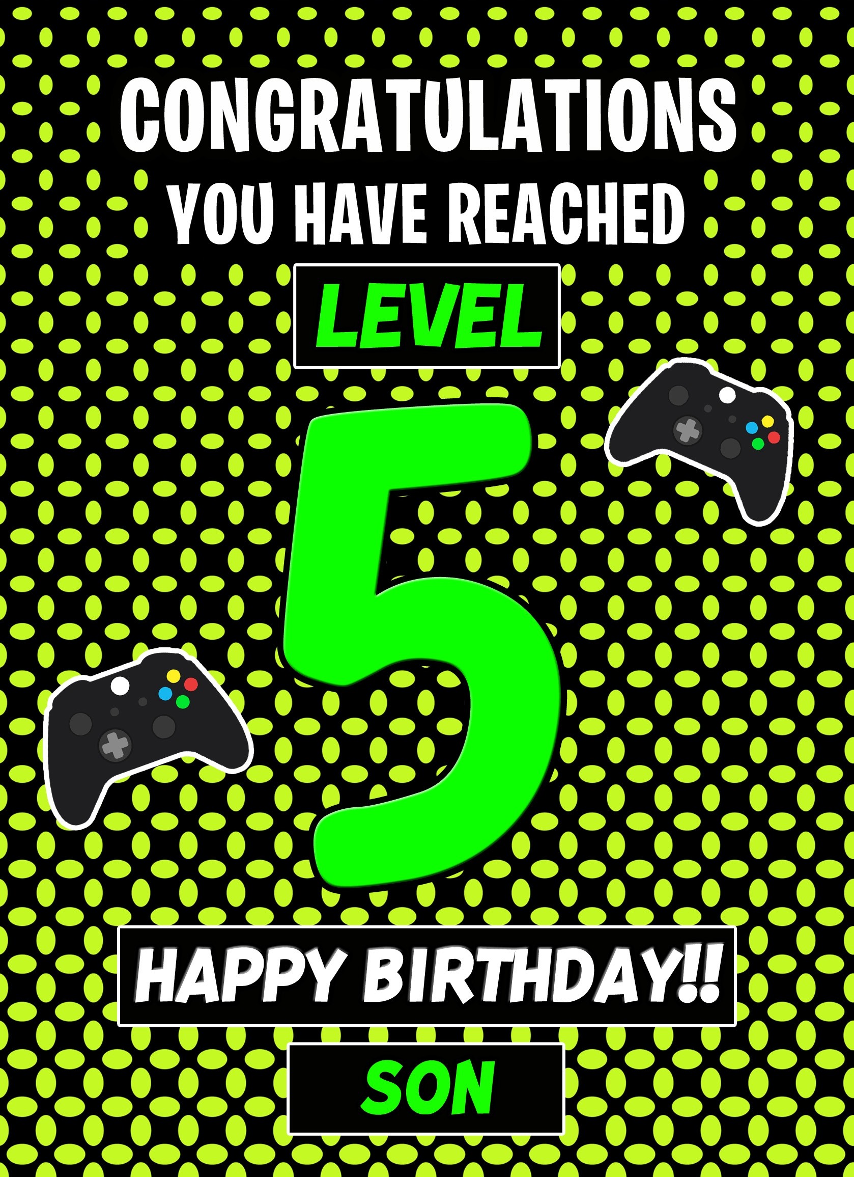 5th Level Gamer Birthday Card (Son)