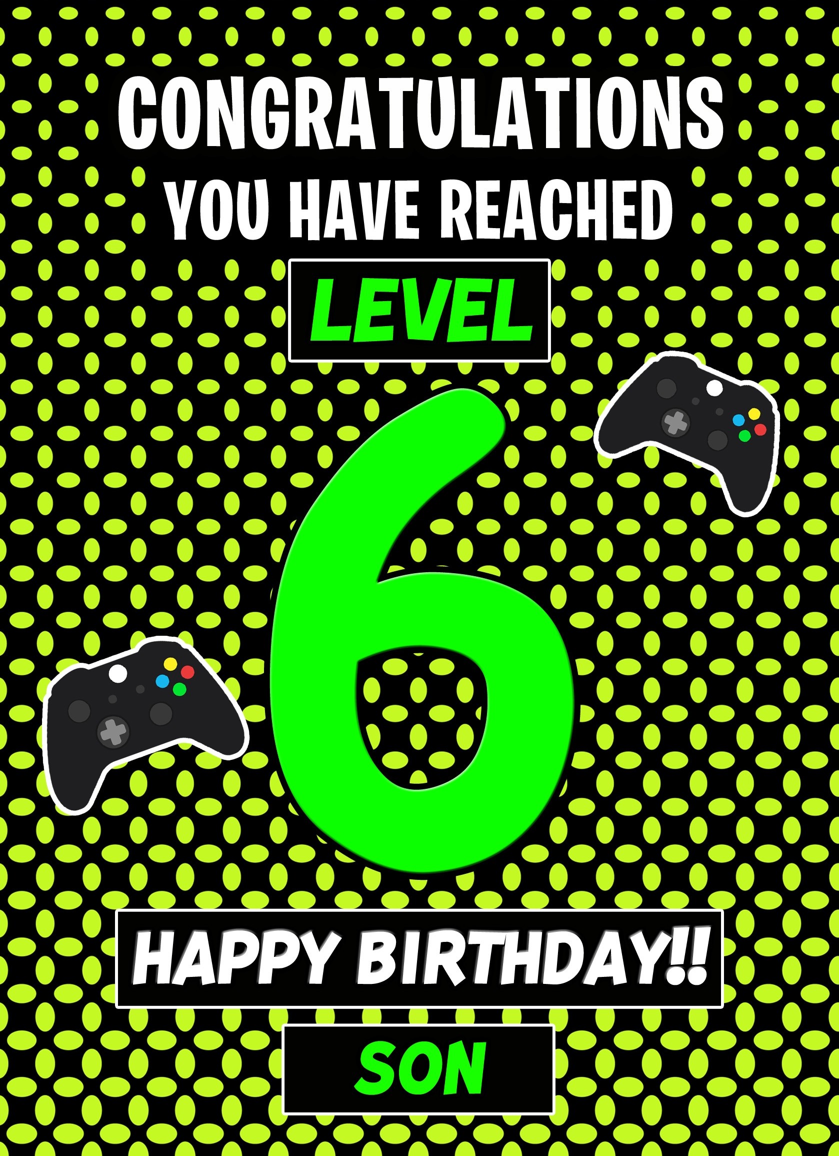 6th Level Gamer Birthday Card (Son)