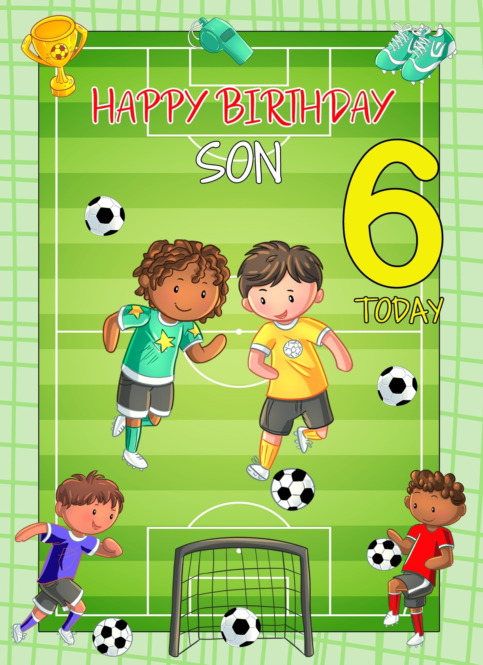 Kids 6th Birthday Football Card for Son